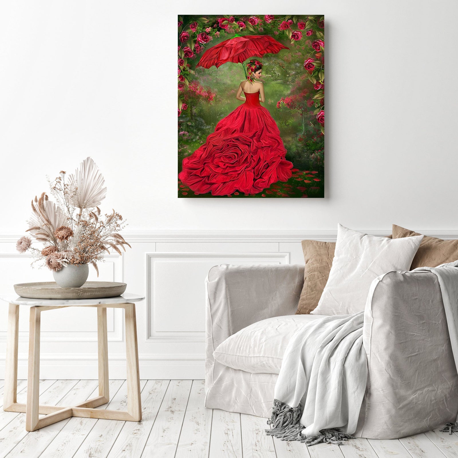 Rose Life Girl | Diamond Painting Displayed as Home Decor