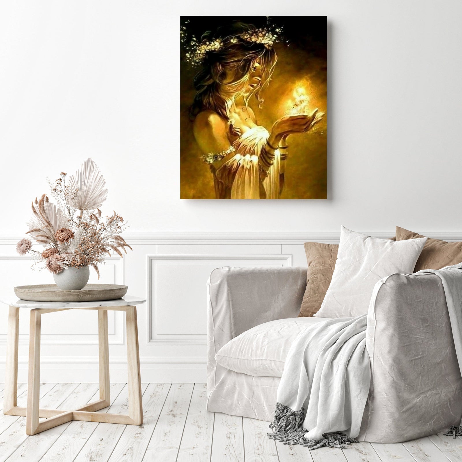 Tinder of Hope | Diamond Painting Displayed as Home Decor