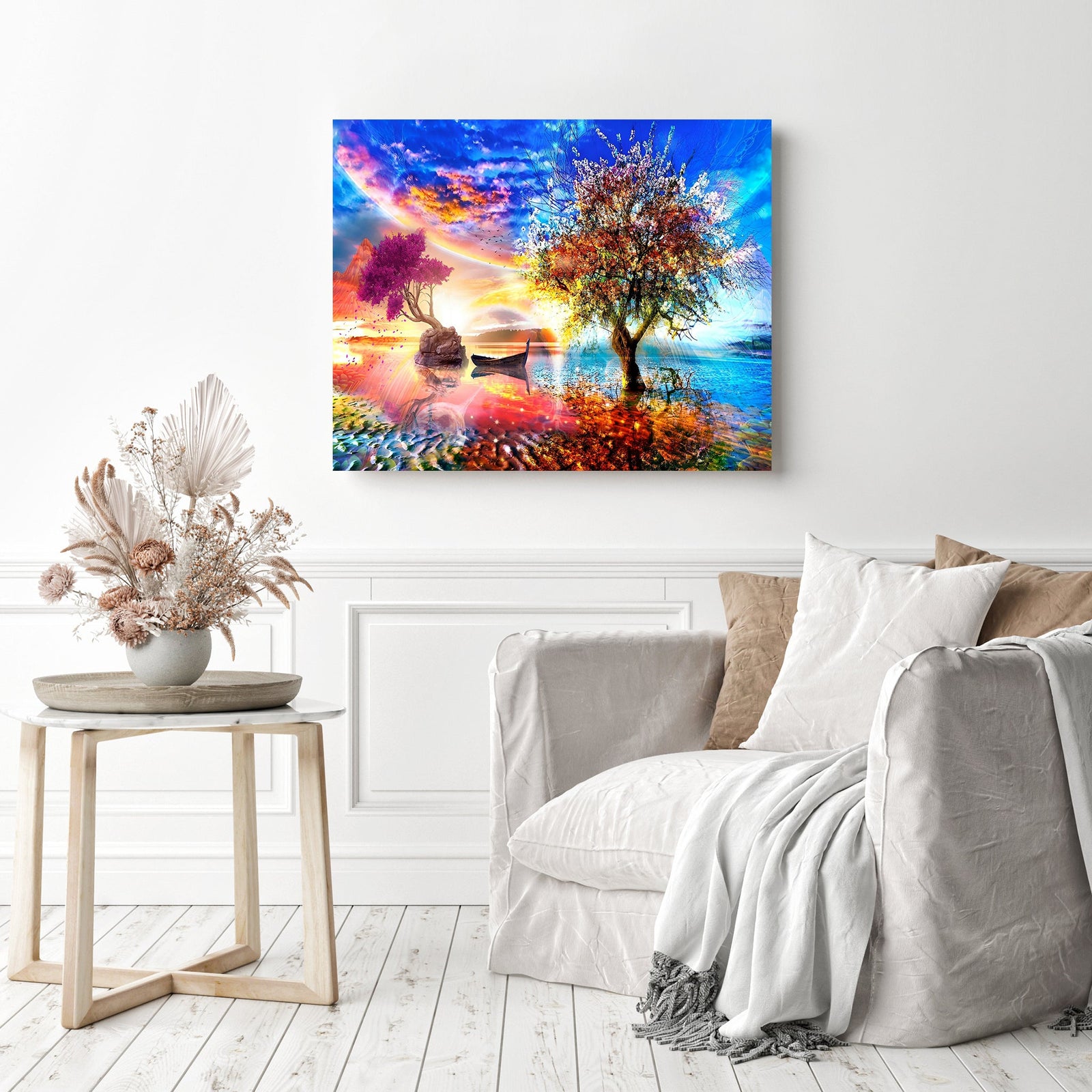 Tree of Life Beyond the Starry Sky | Diamond Painting Displayed as Home Decor