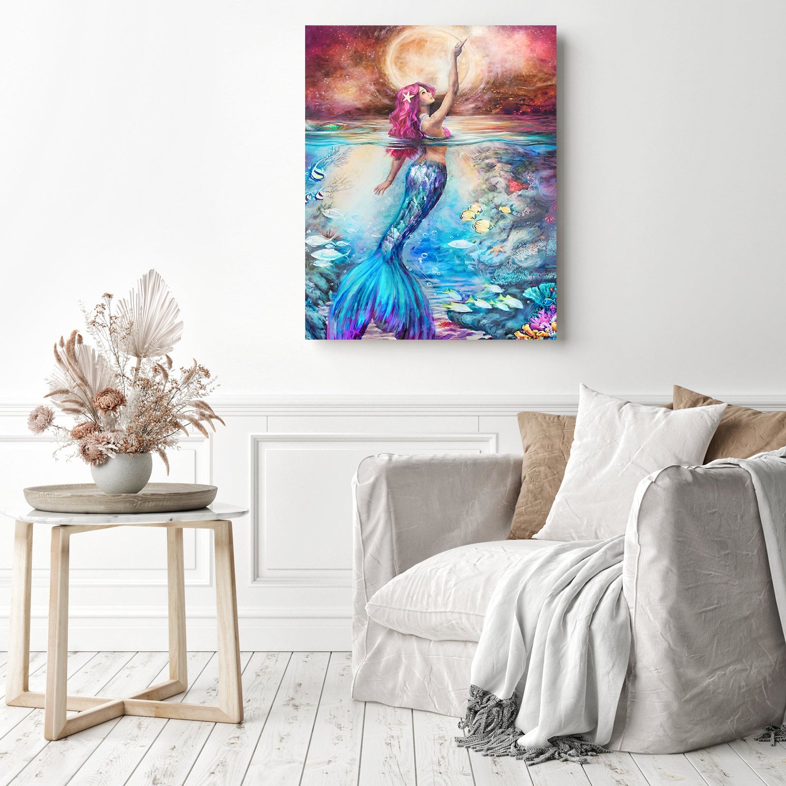 Fantasy Mermaid | Diamond Painting Displayed as Home Decor