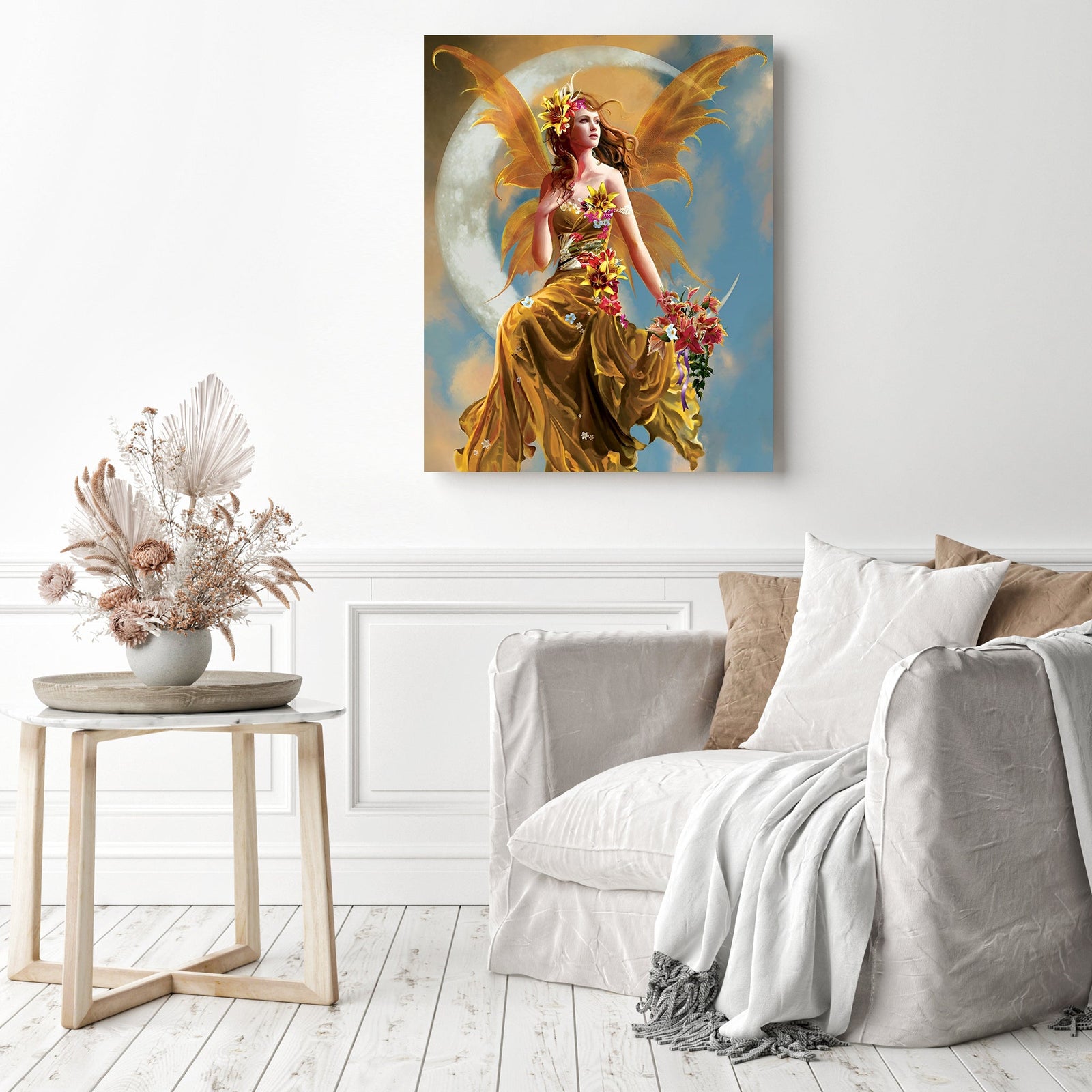 Golden Fairies | Diamond Painting Displayed as Home Decor