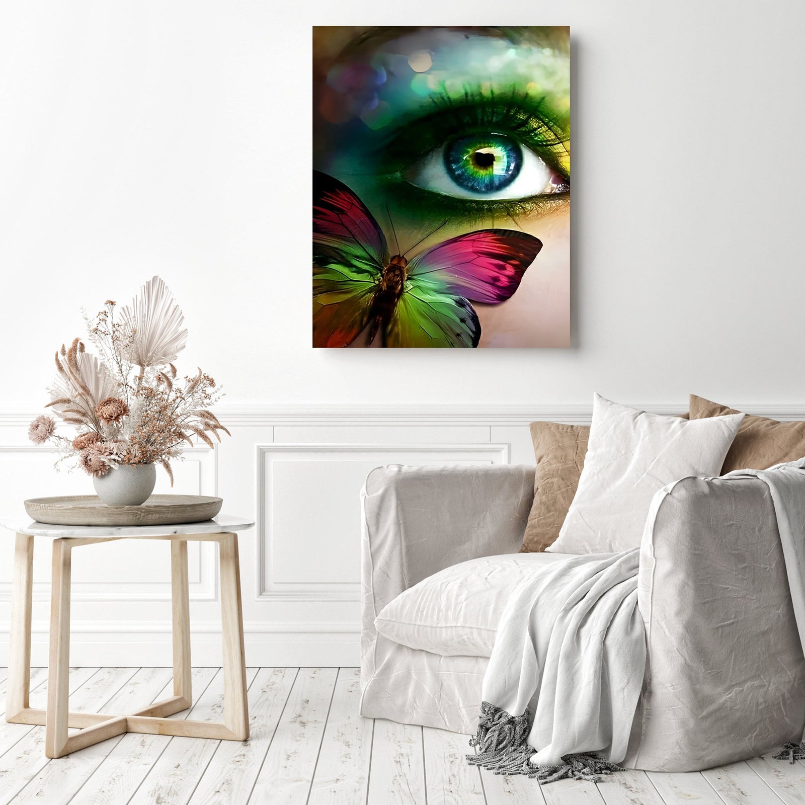 Butterfly in Your Eye | Diamond Painting Displayed as Home Decor