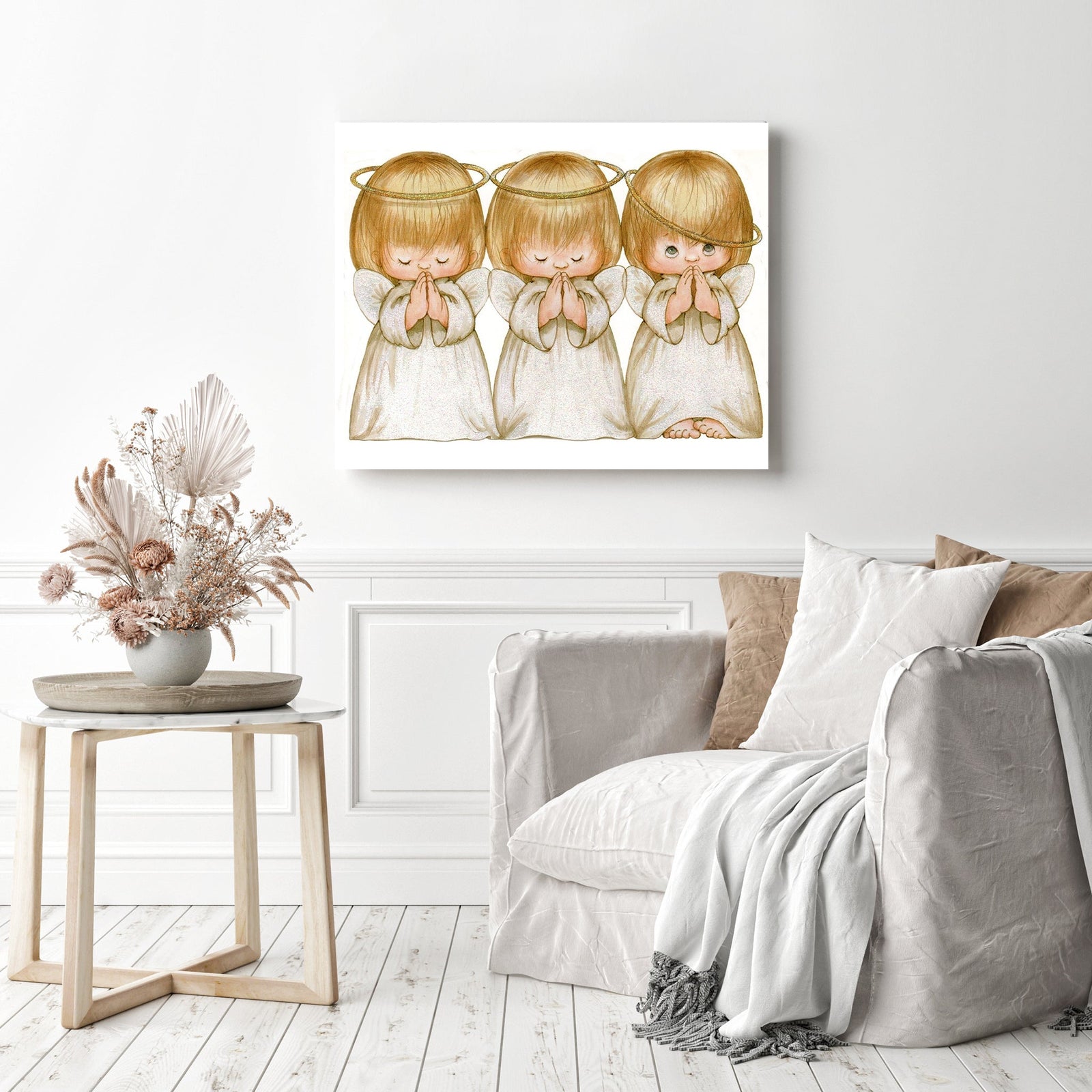 Three Angels | Diamond Painting Displayed as Home Decor