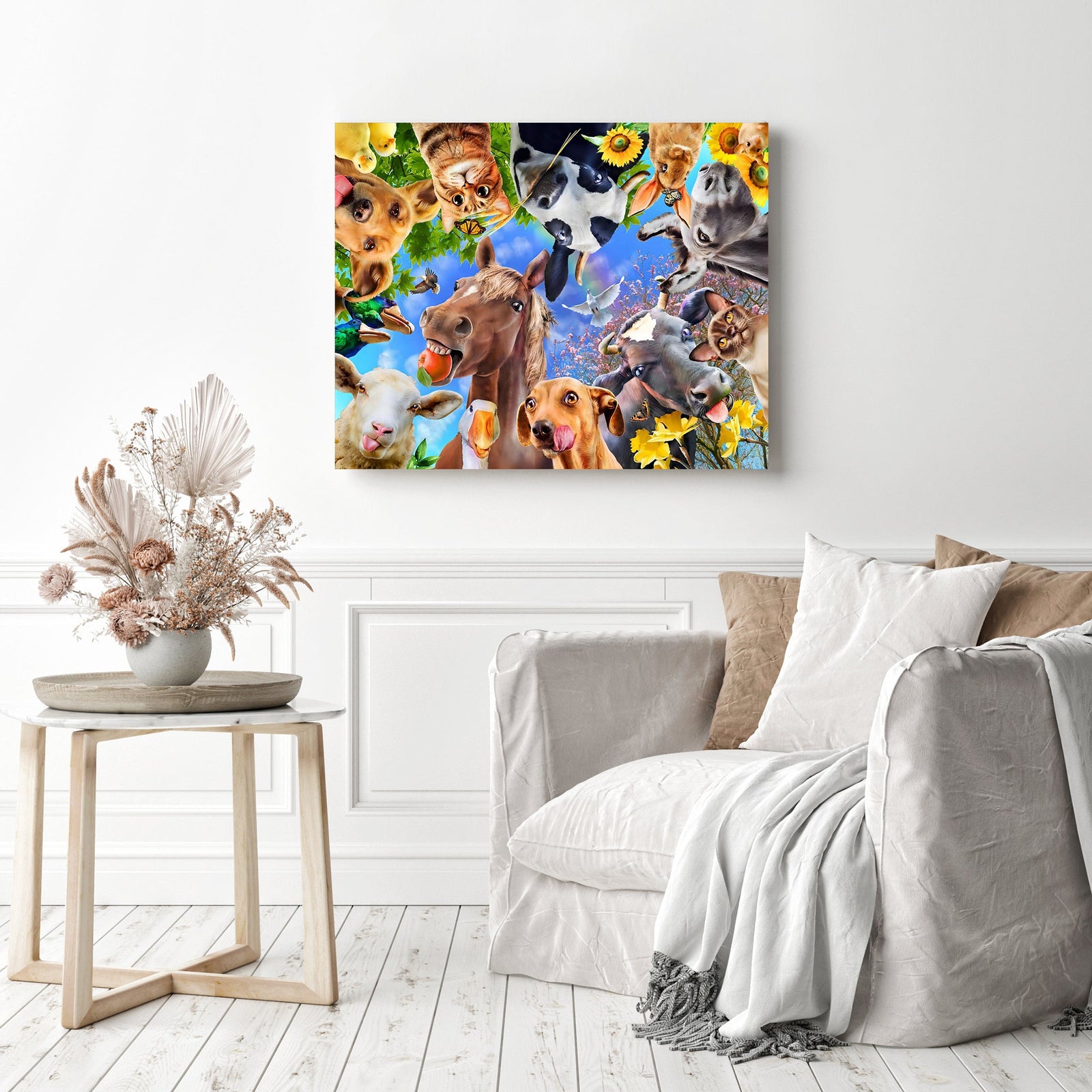 Silly Farm Animals | Diamond Painting Displayed as Home Decor