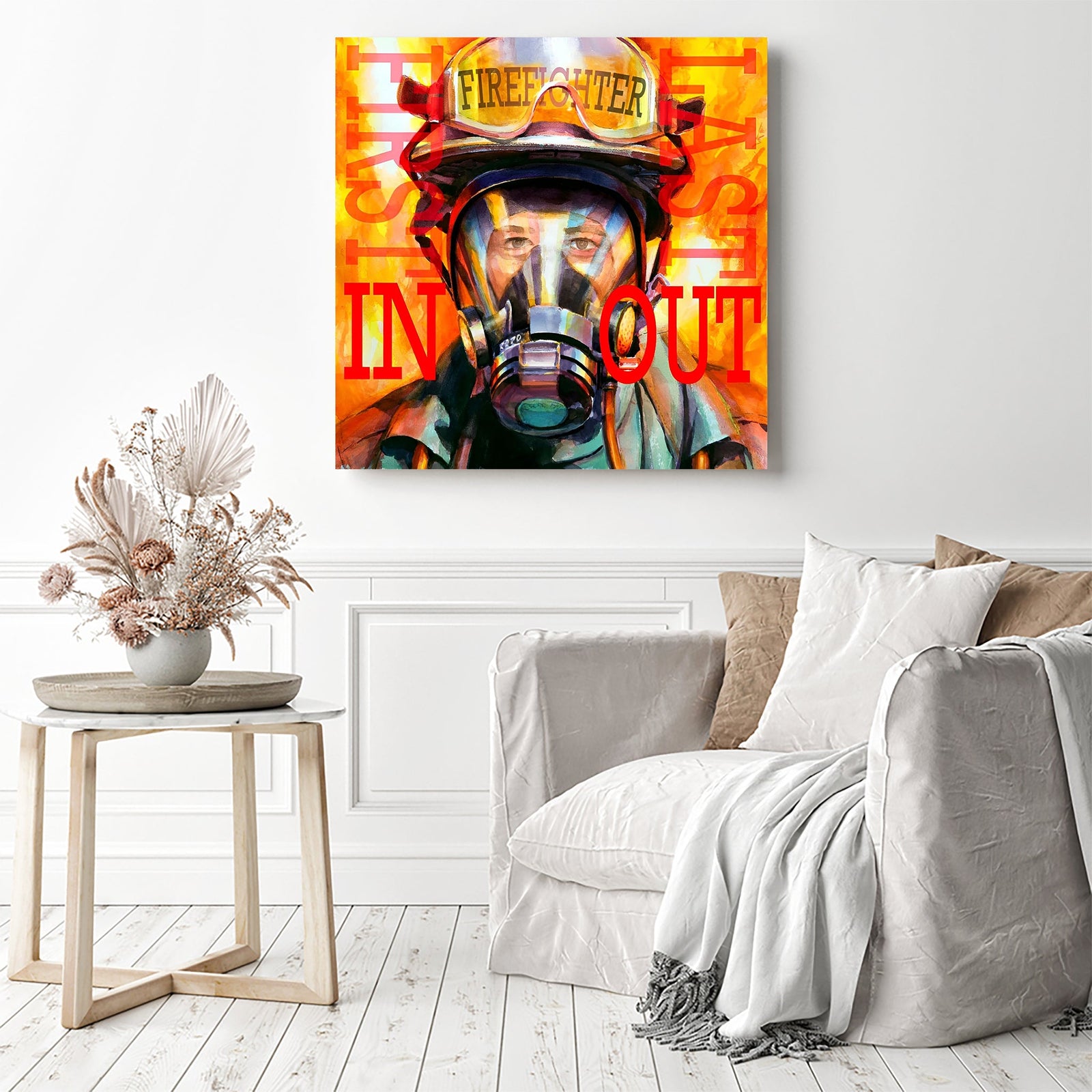 Firefighter | Diamond Painting Displayed as Home Decor