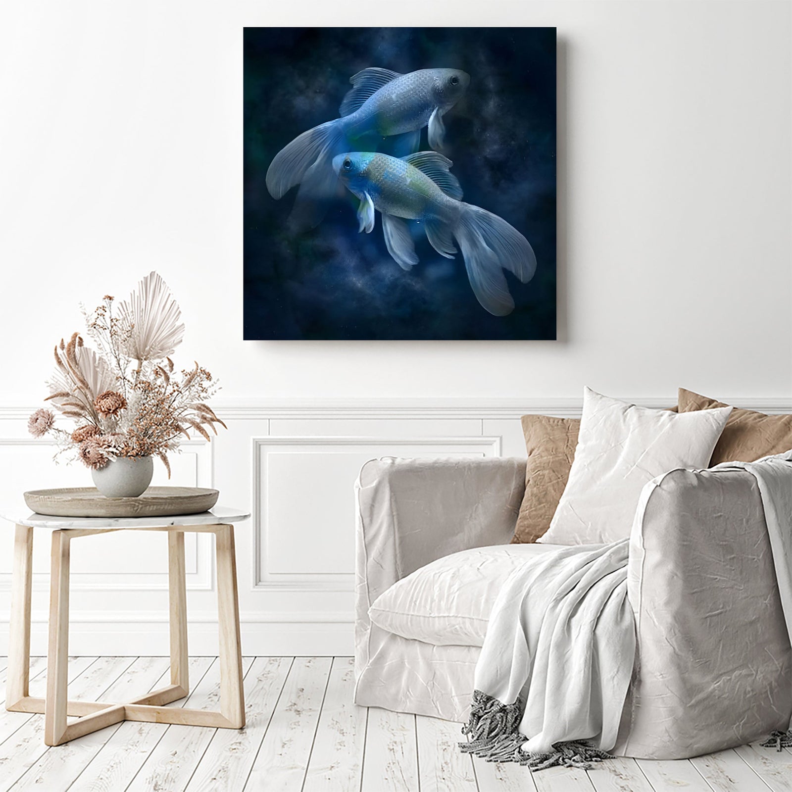 Pisces Fish | Diamond Painting Displayed as Home Decor