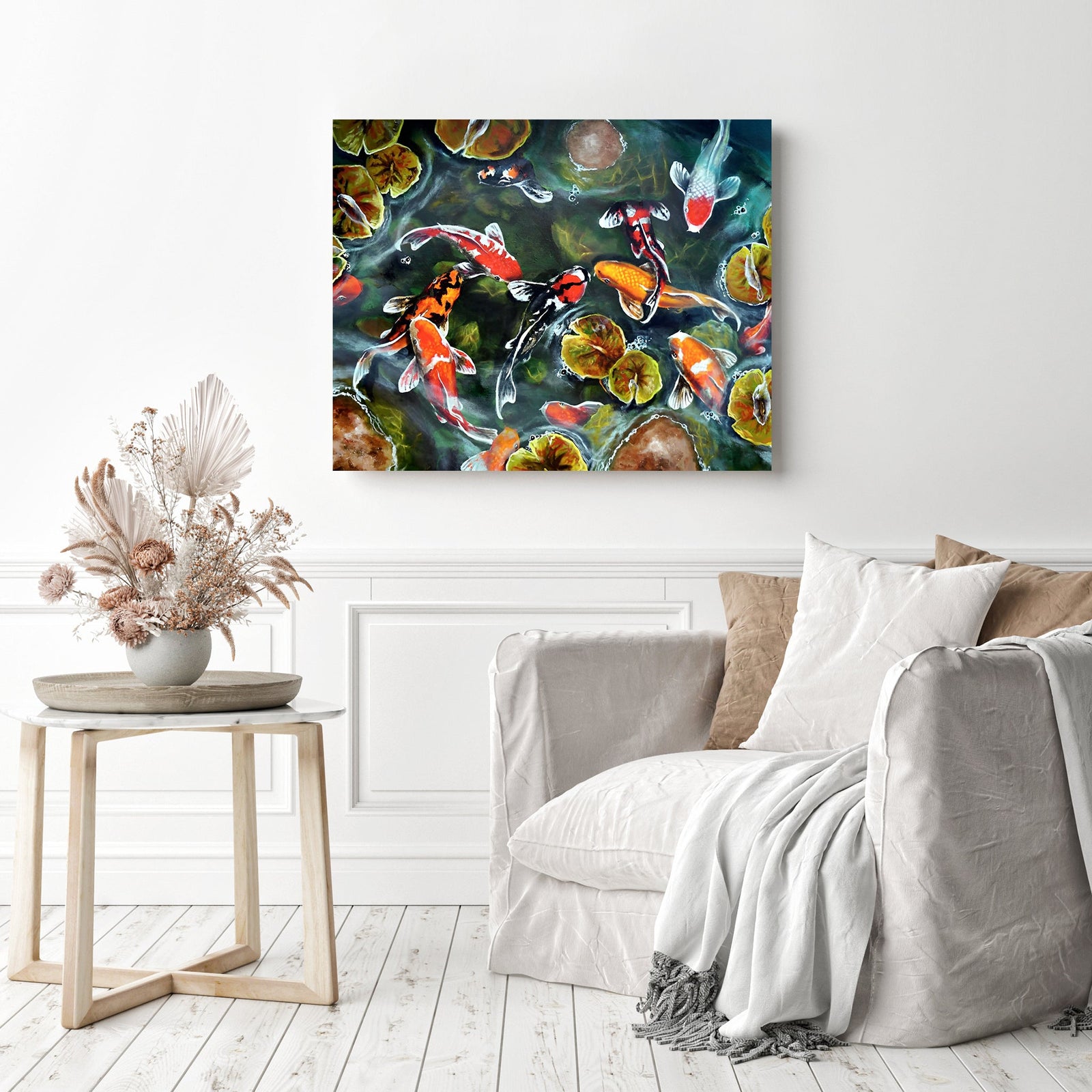 Koi Pond | Diamond Painting Displayed as Home Decor