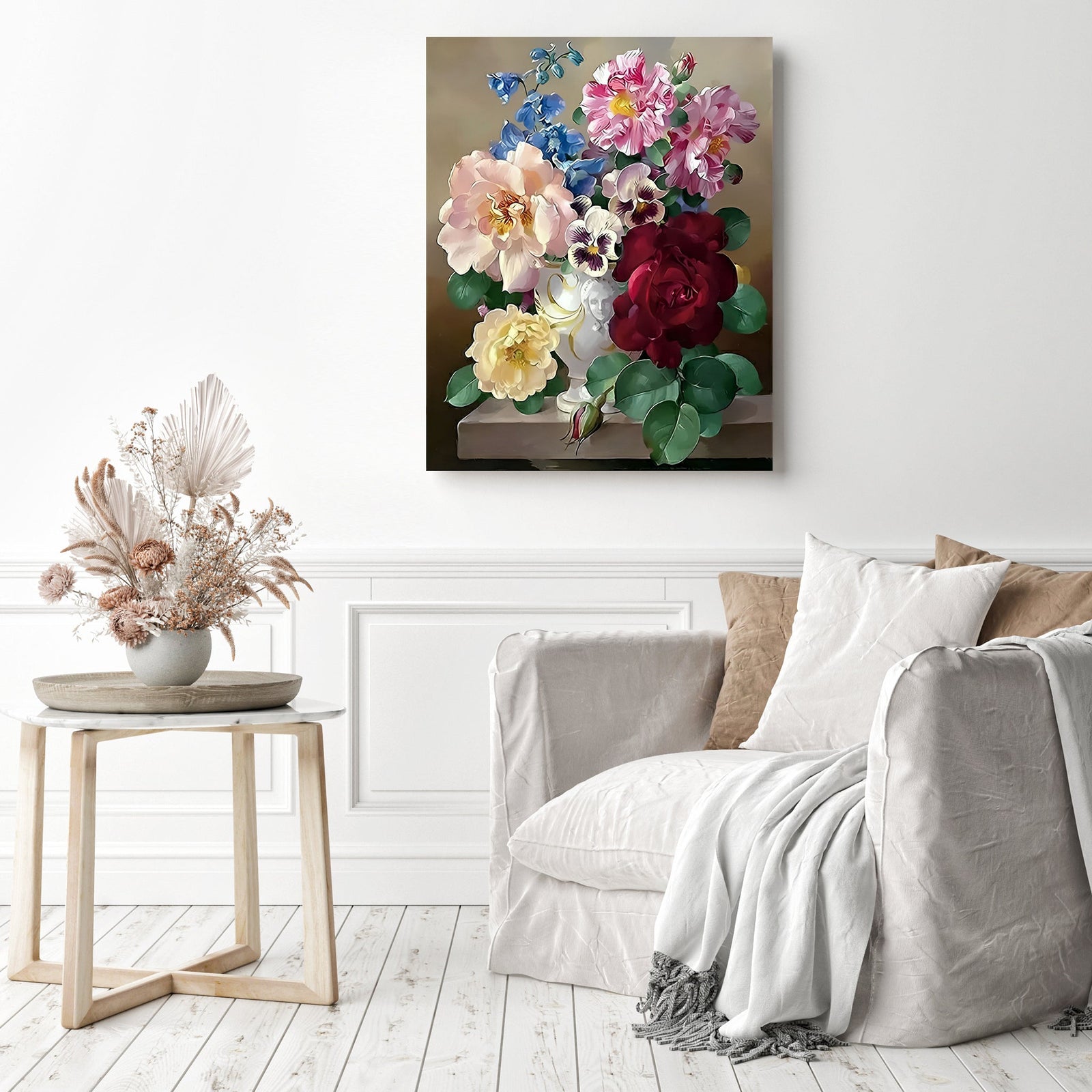 Flowers Bouquet | Diamond Painting Displayed as Home Decor