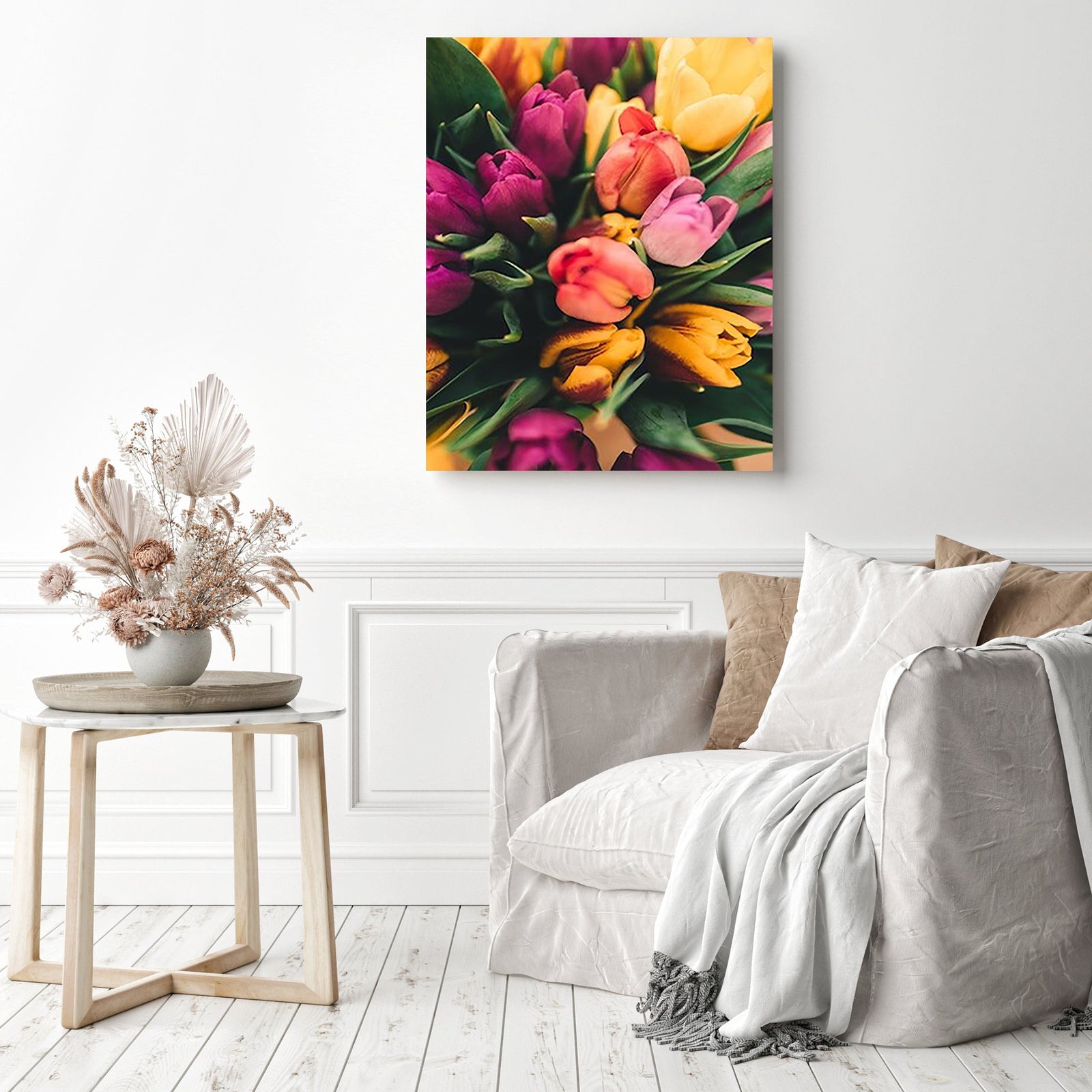 Colorful Tulips | Diamond Painting Displayed as Home Decor