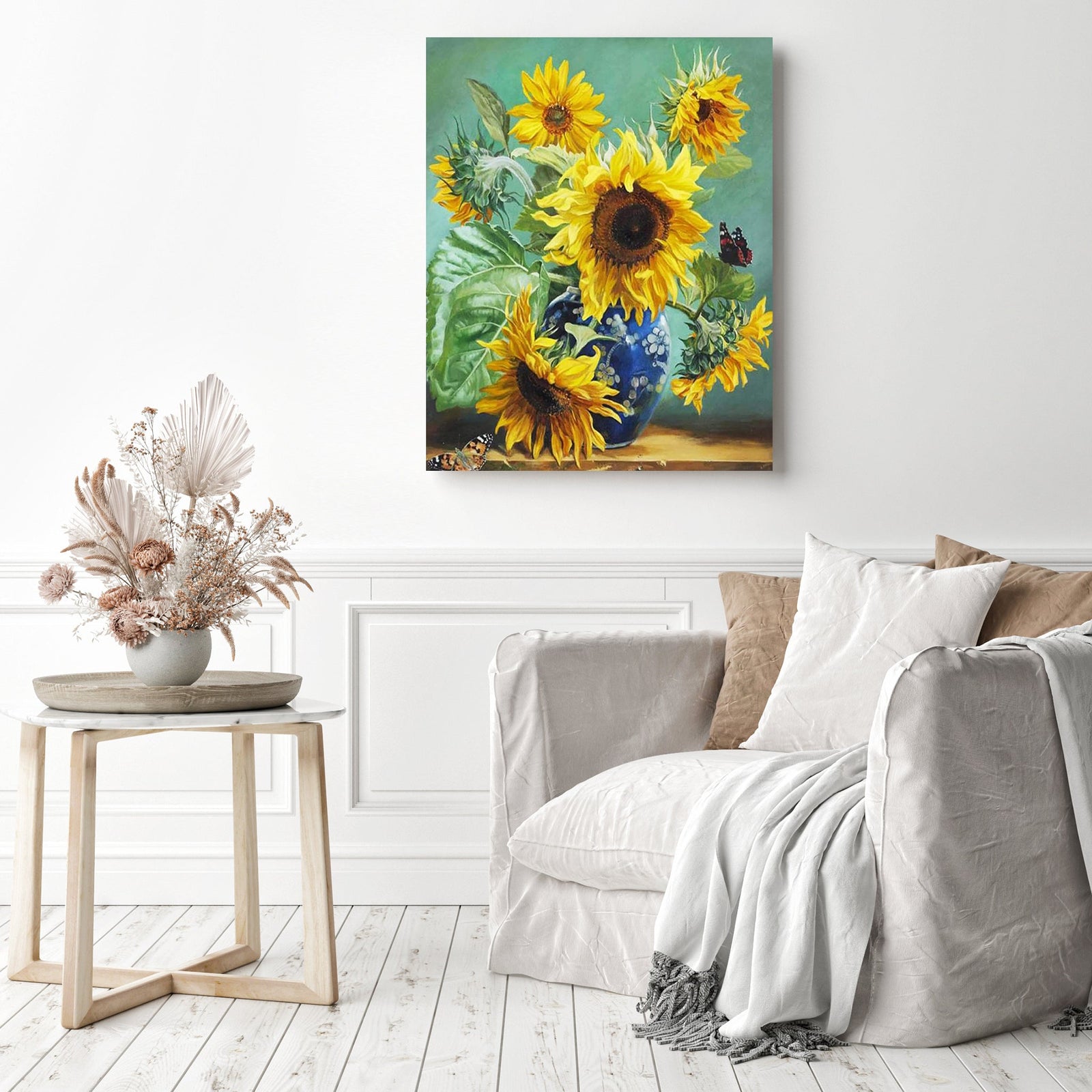 Sunflower Art Paint | Diamond Painting Displayed as Home Decor