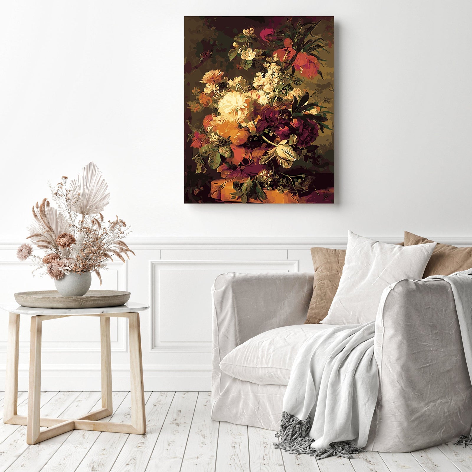 Flowers in a Vase - Jan Van Huysum | Diamond Painting Displayed as Home Decor