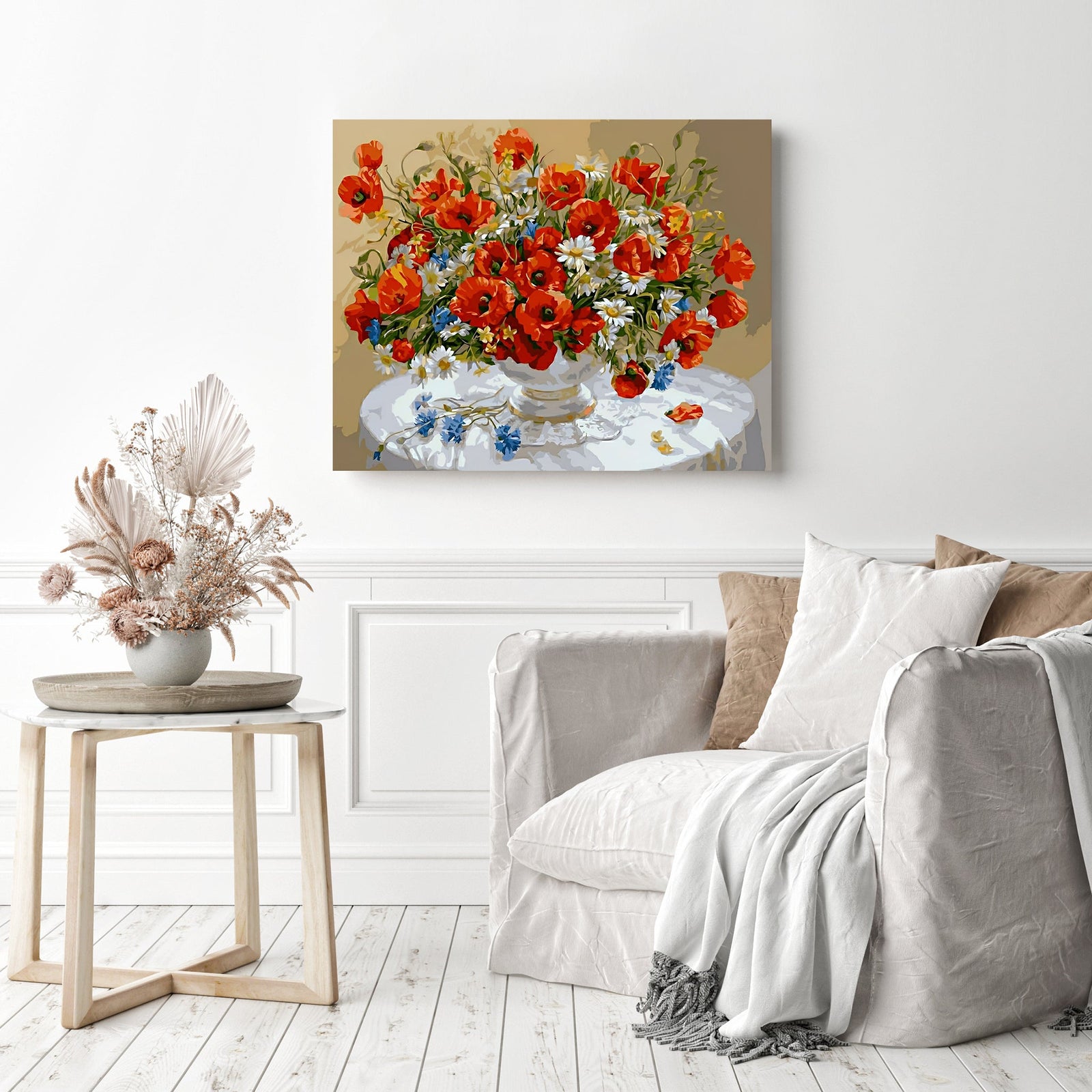 Red Bouquet of Flowers | Diamond Painting Displayed as Home Decor