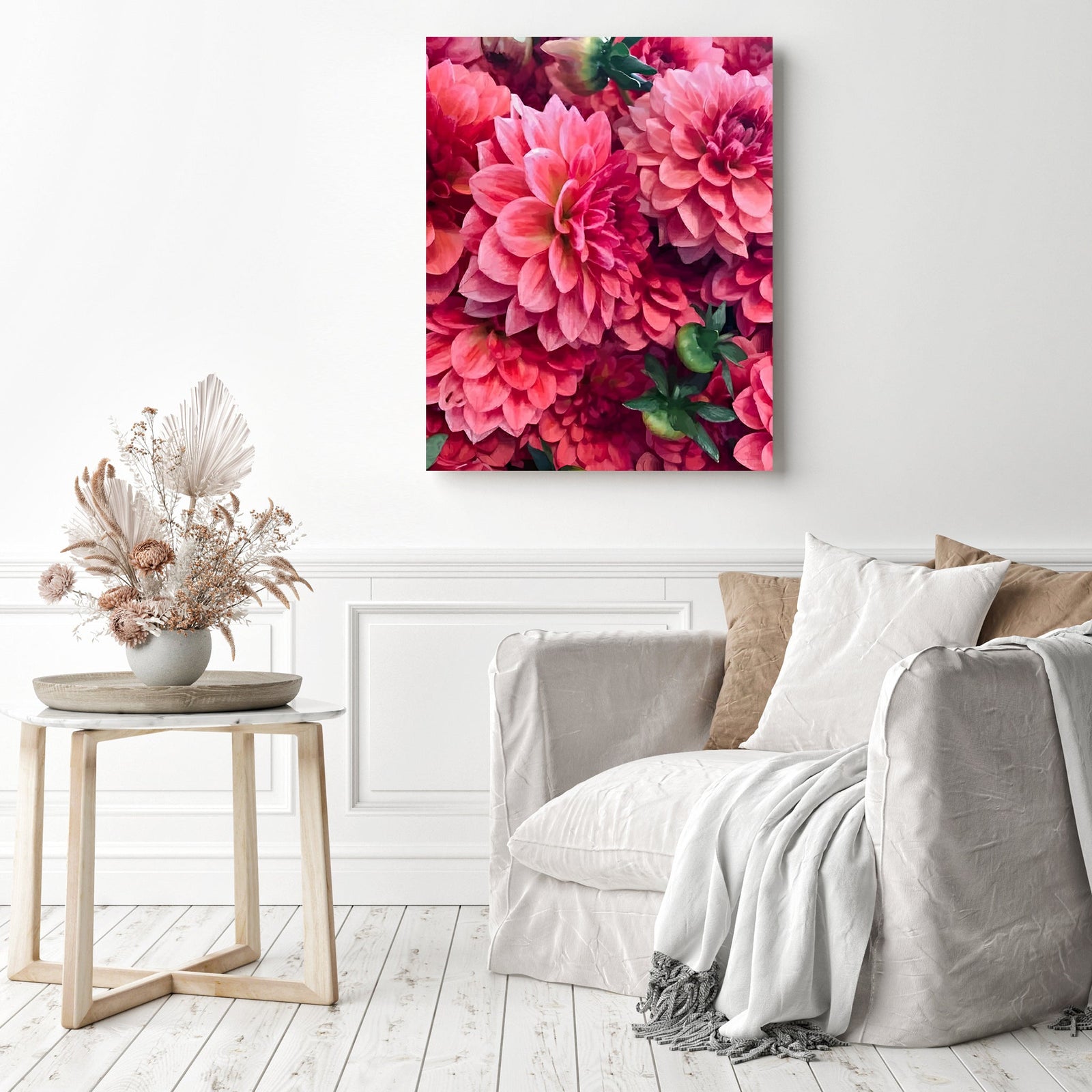 Pink Peonies | Diamond Painting Displayed as Home Decor