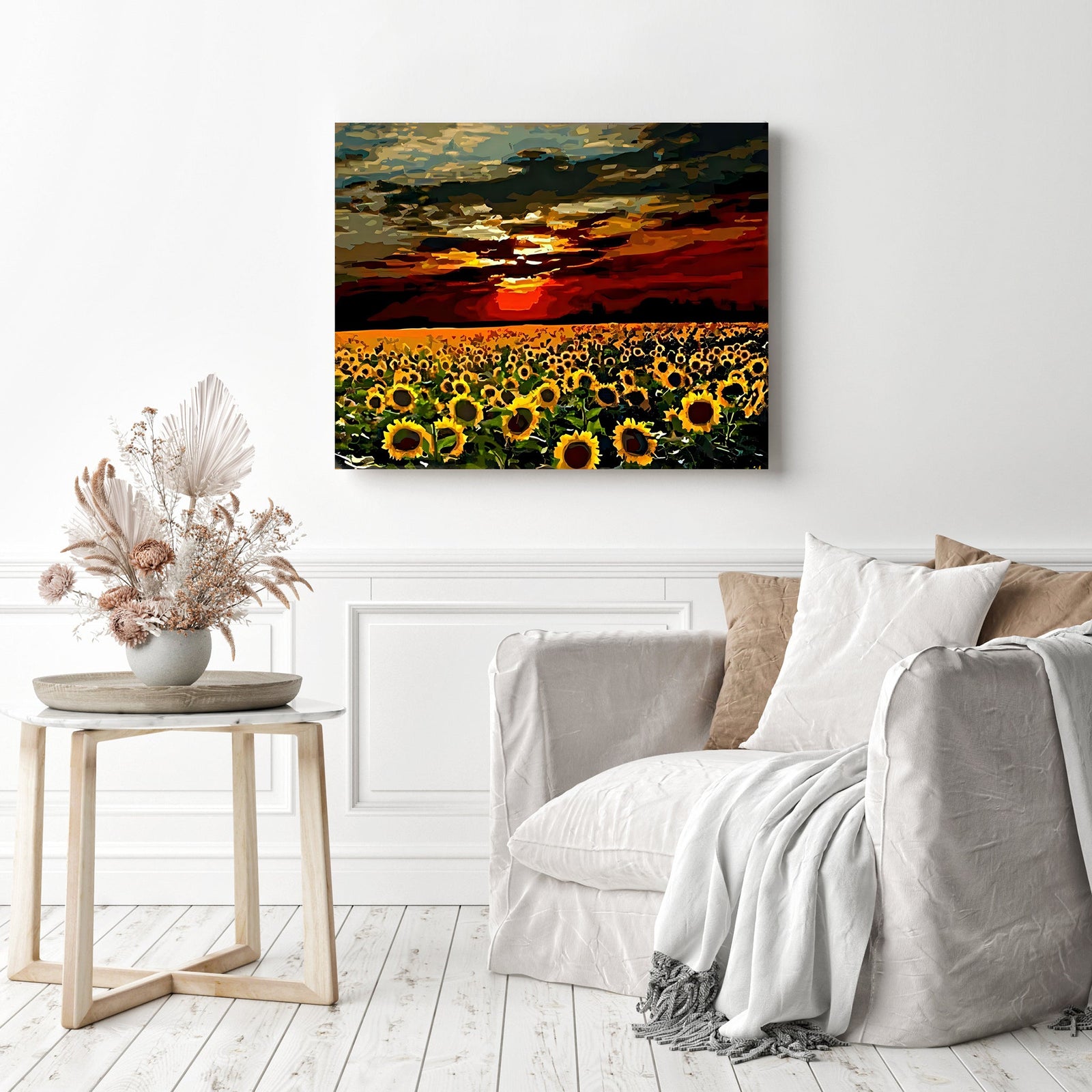 Fields of Sunflower | Diamond Painting Displayed as Home Decor