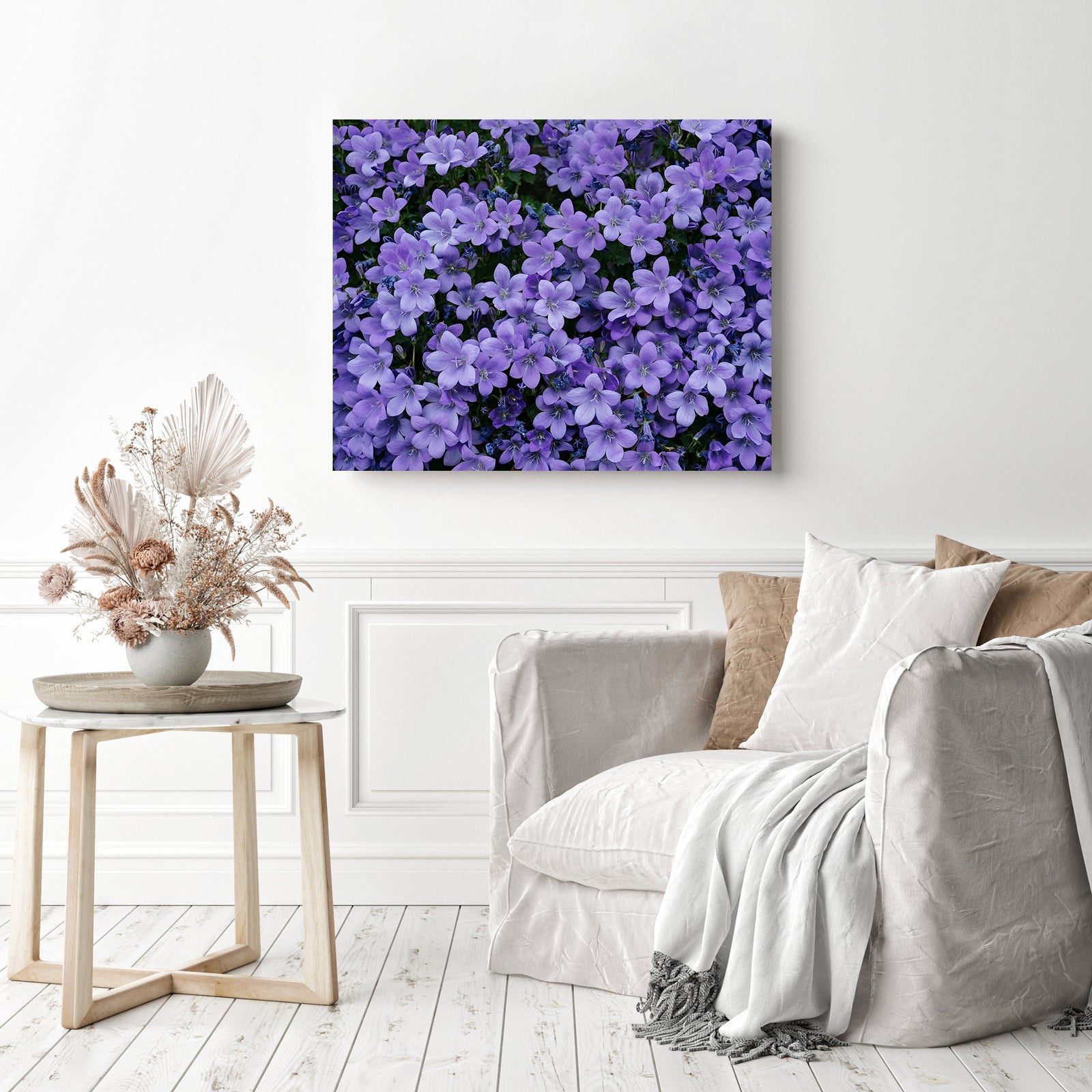 A Field of Purple Flowers | Diamond Painting Displayed as Home Decor