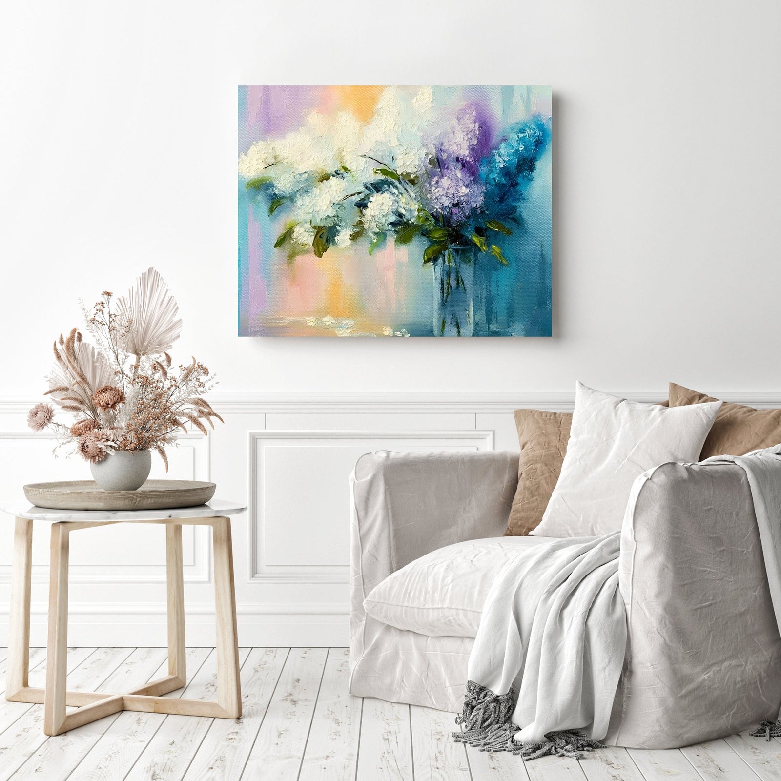 Lilac Flowers | Diamond Painting Displayed as Home Decor