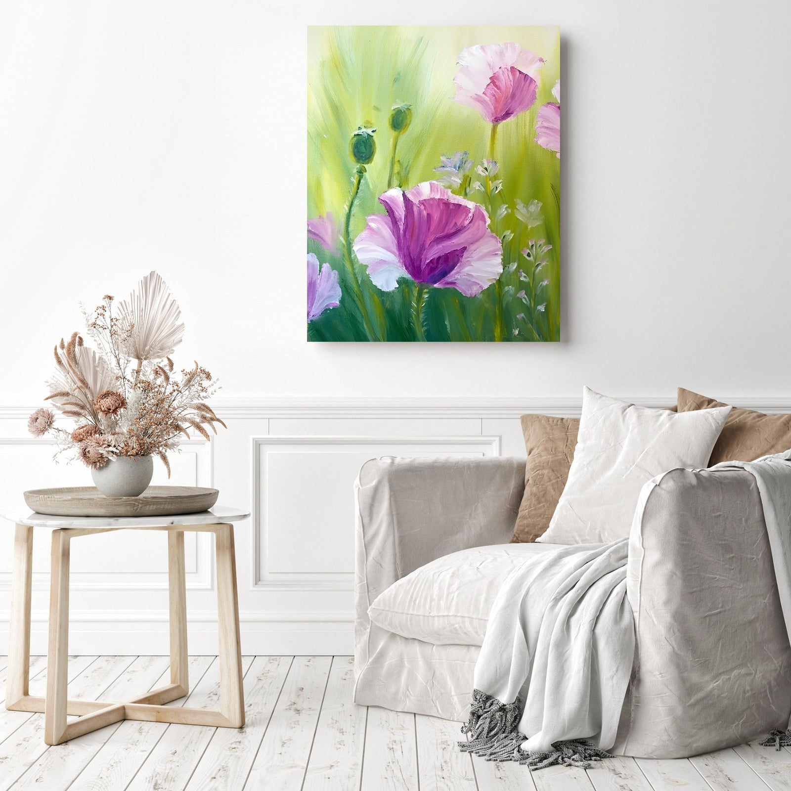 Purple Poppies | Diamond Painting Displayed as Home Decor