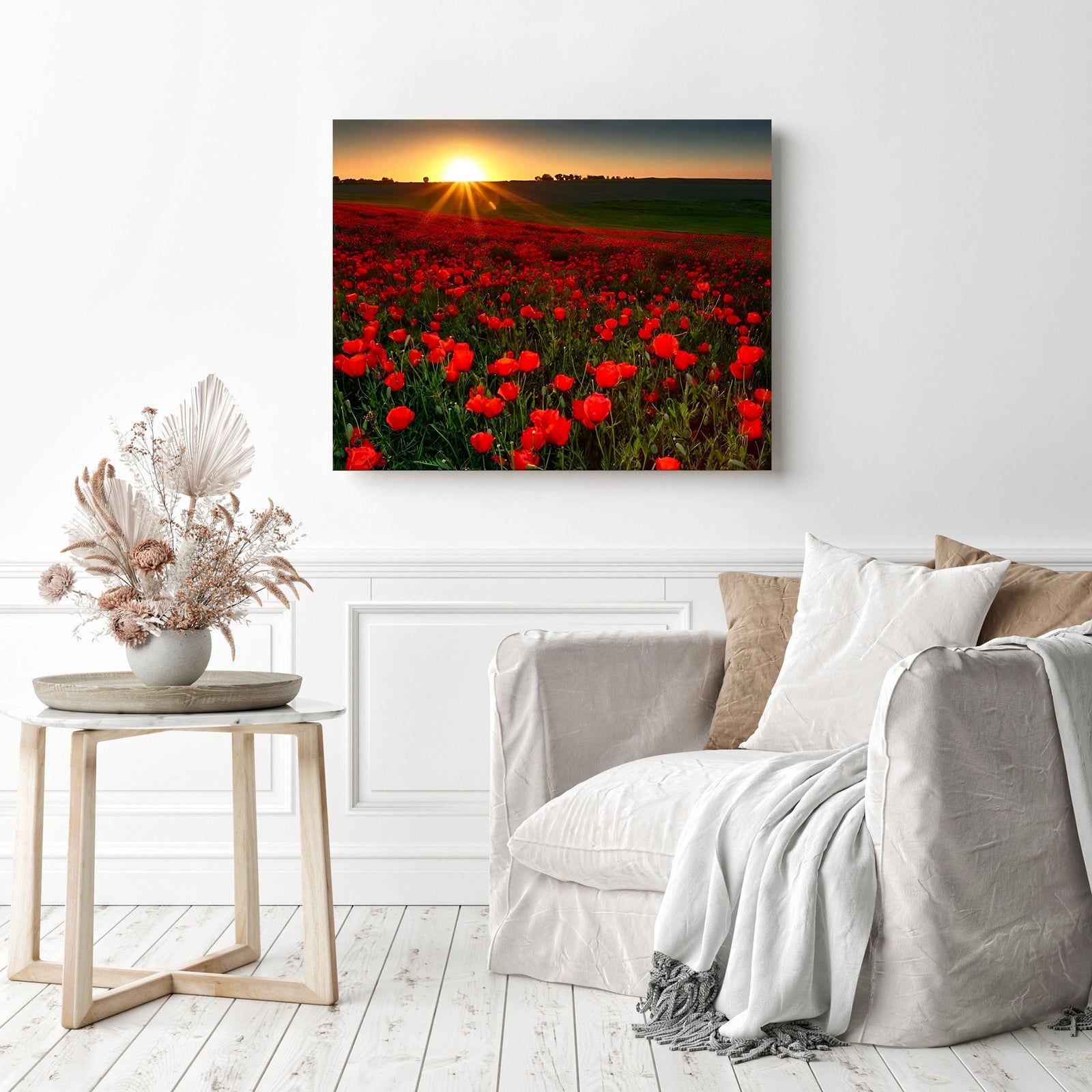 Red Poppies Field | Diamond Painting Displayed as Home Decor