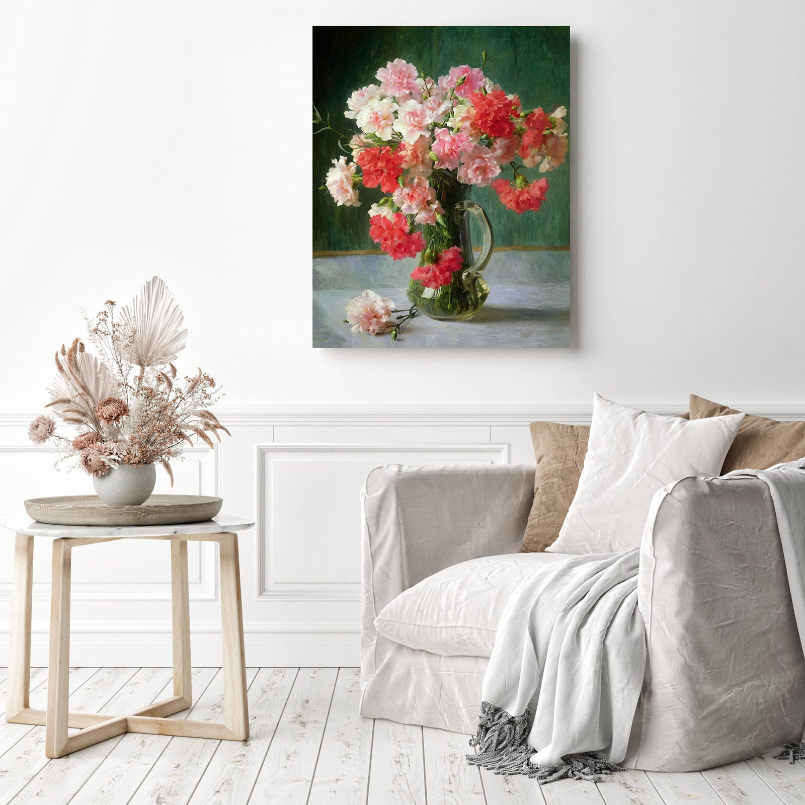 Still life of Carnations | Diamond Painting Displayed as Home Decor