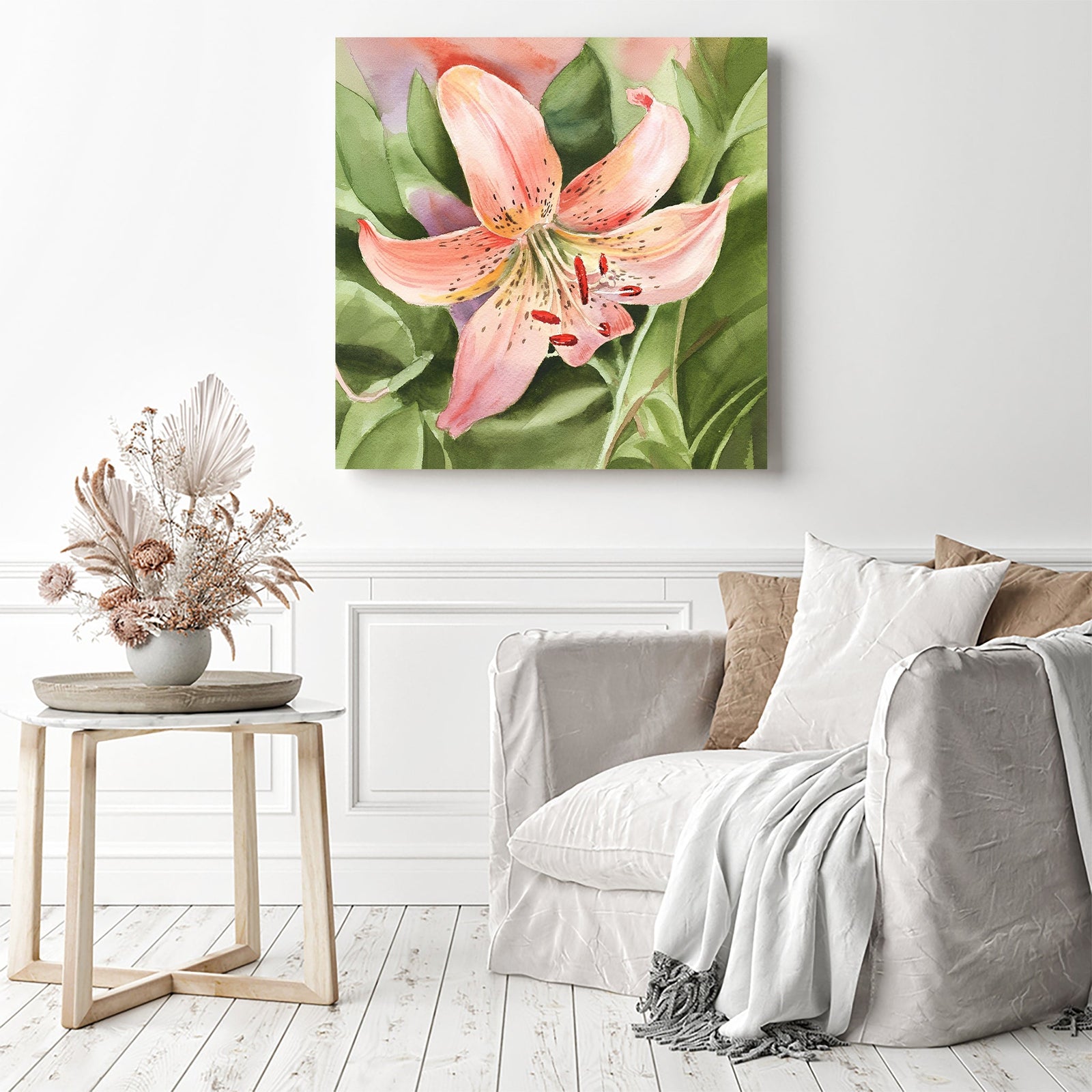 Tiger Lily Watercolor by Irina Sztukowski | Diamond Painting Displayed as Home Decor