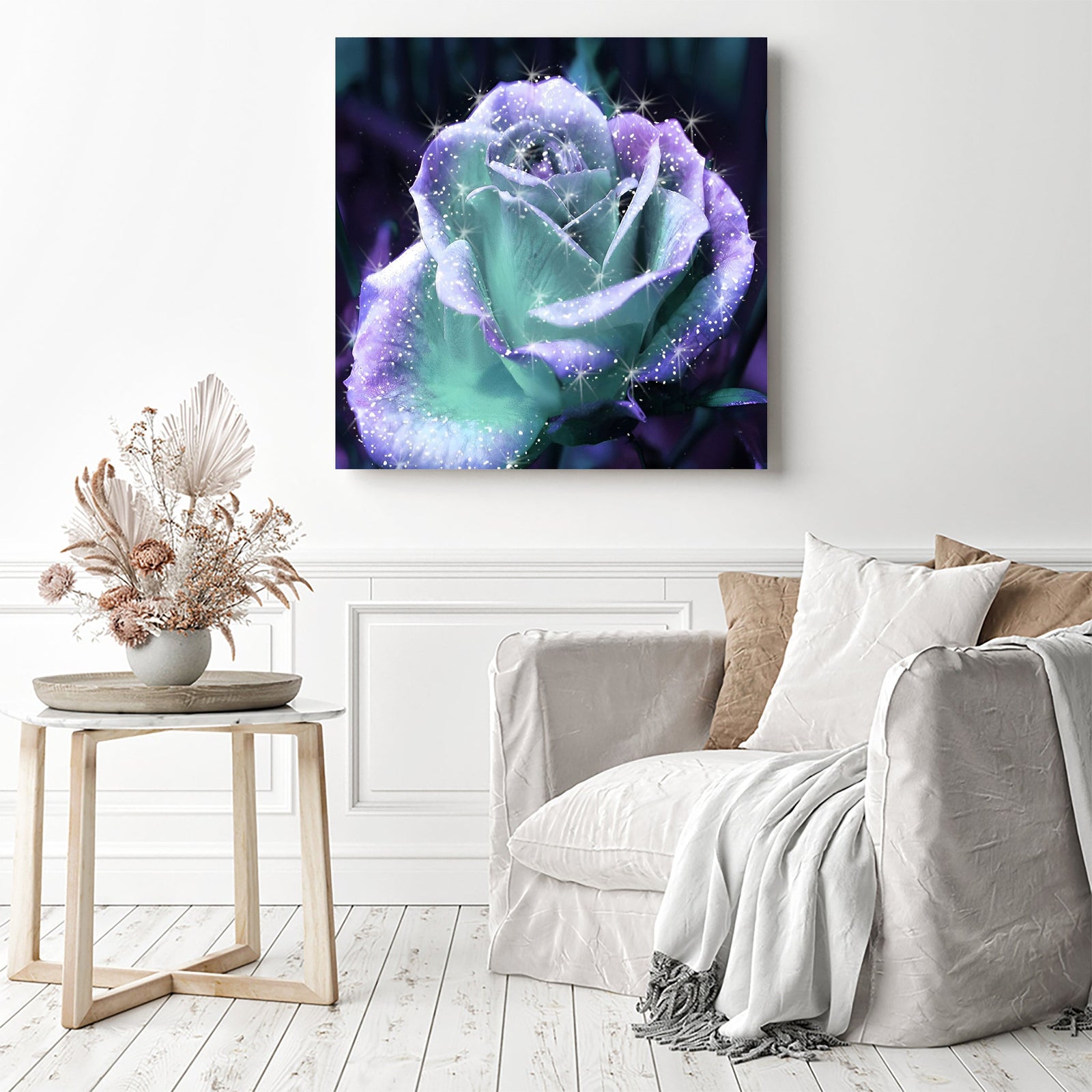 Flowers Rose | Diamond Painting Displayed as Home Decor