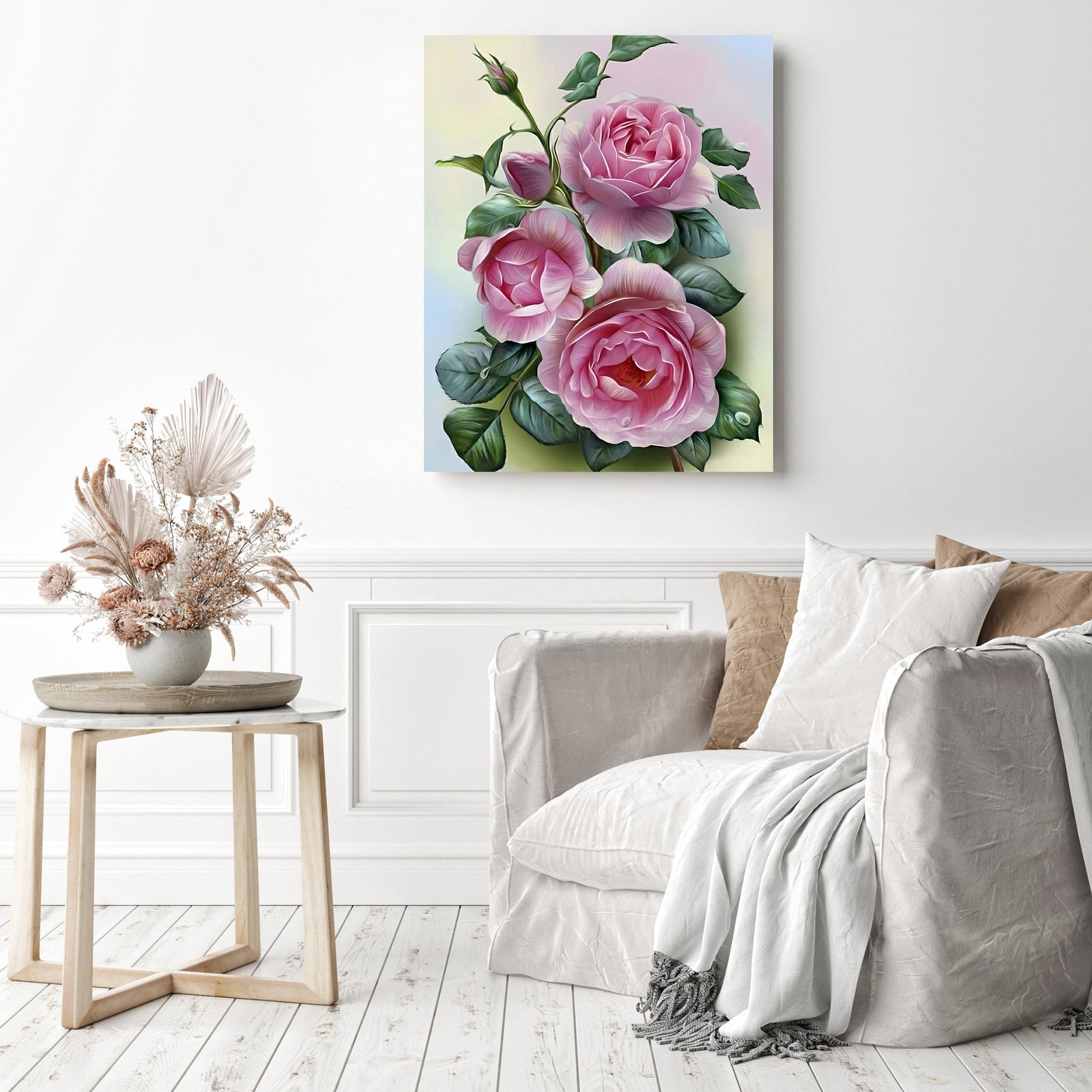 Roses | Diamond Painting Displayed as Home Decor