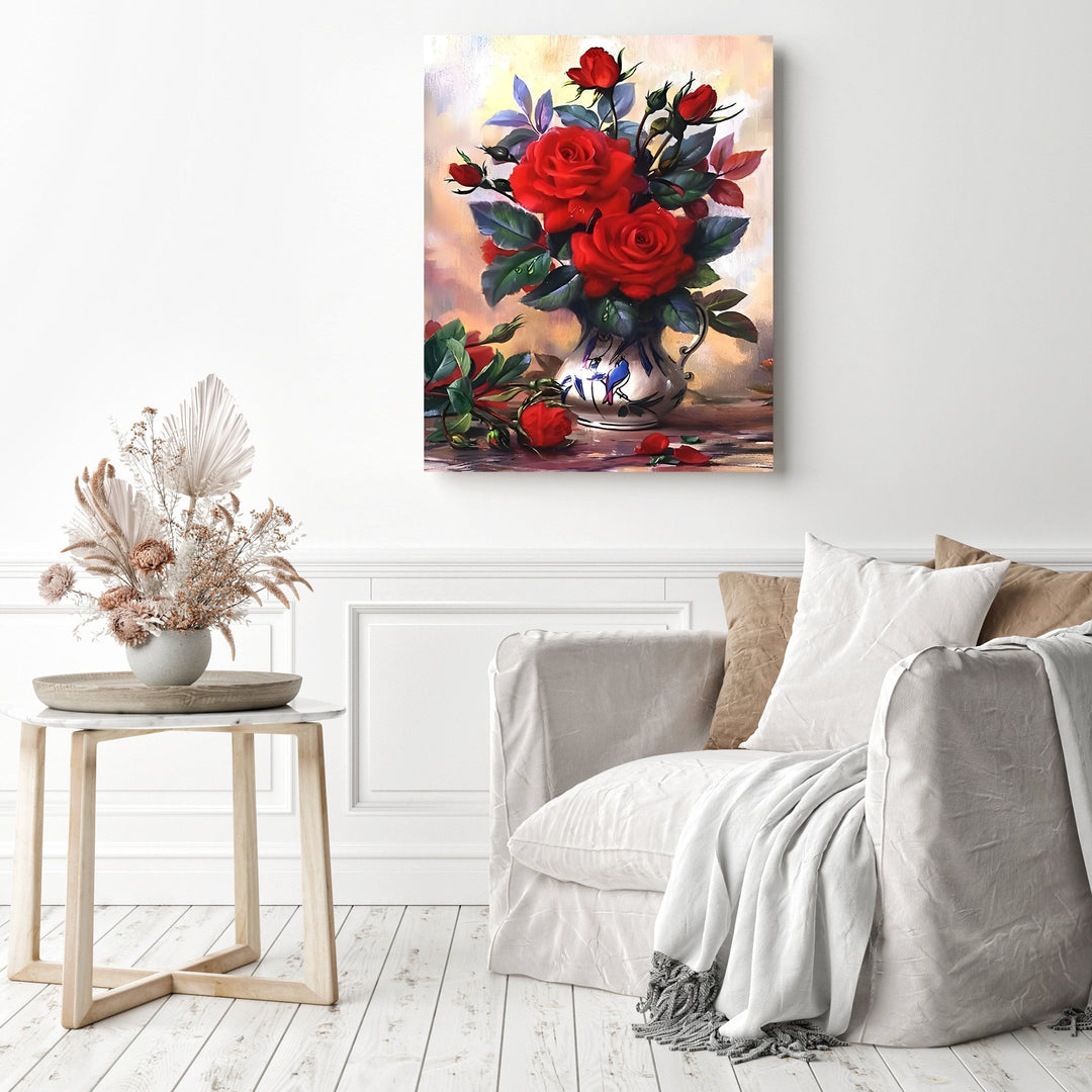 Vase of Red Roses | Diamond Painting