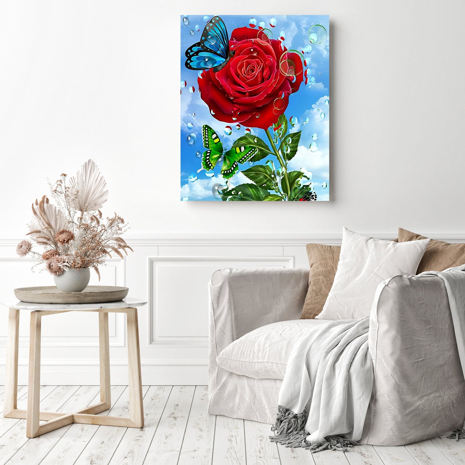 A Red Rose | Diamond Painting Displayed as Home Decor