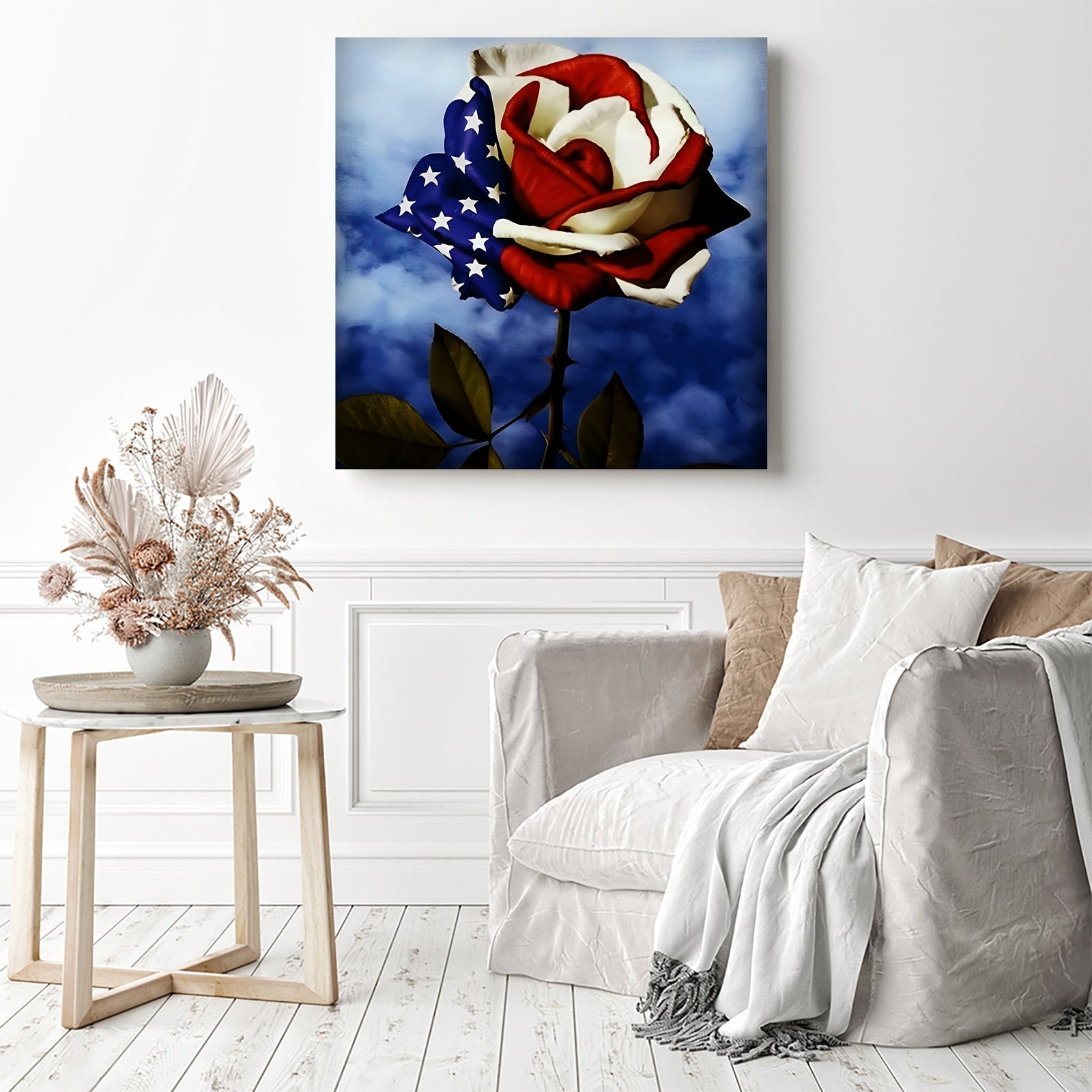 America Rose | Diamond Painting Displayed as Home Decor