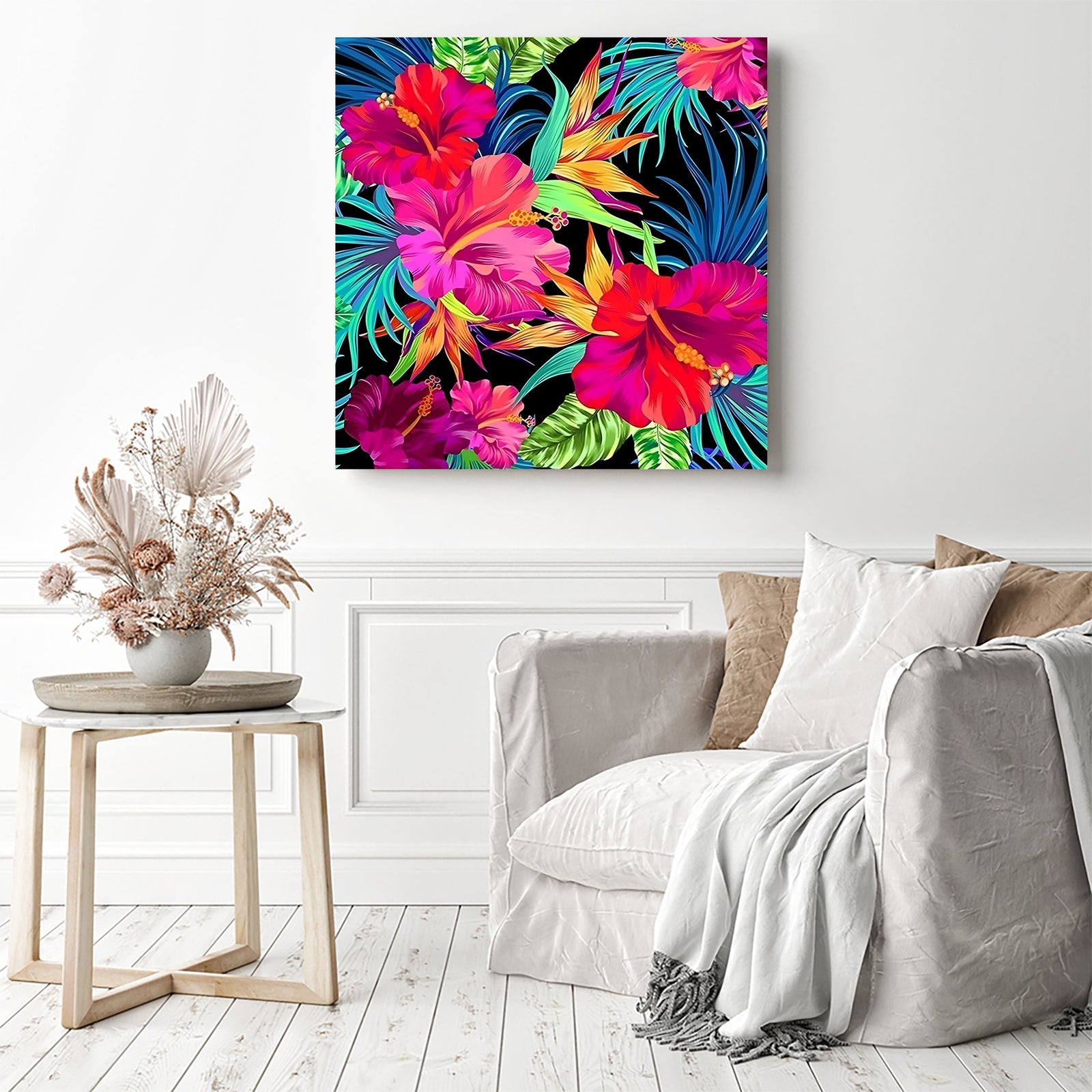 Vibrant Colorful Flowers | Diamond Painting Displayed as Home Decor