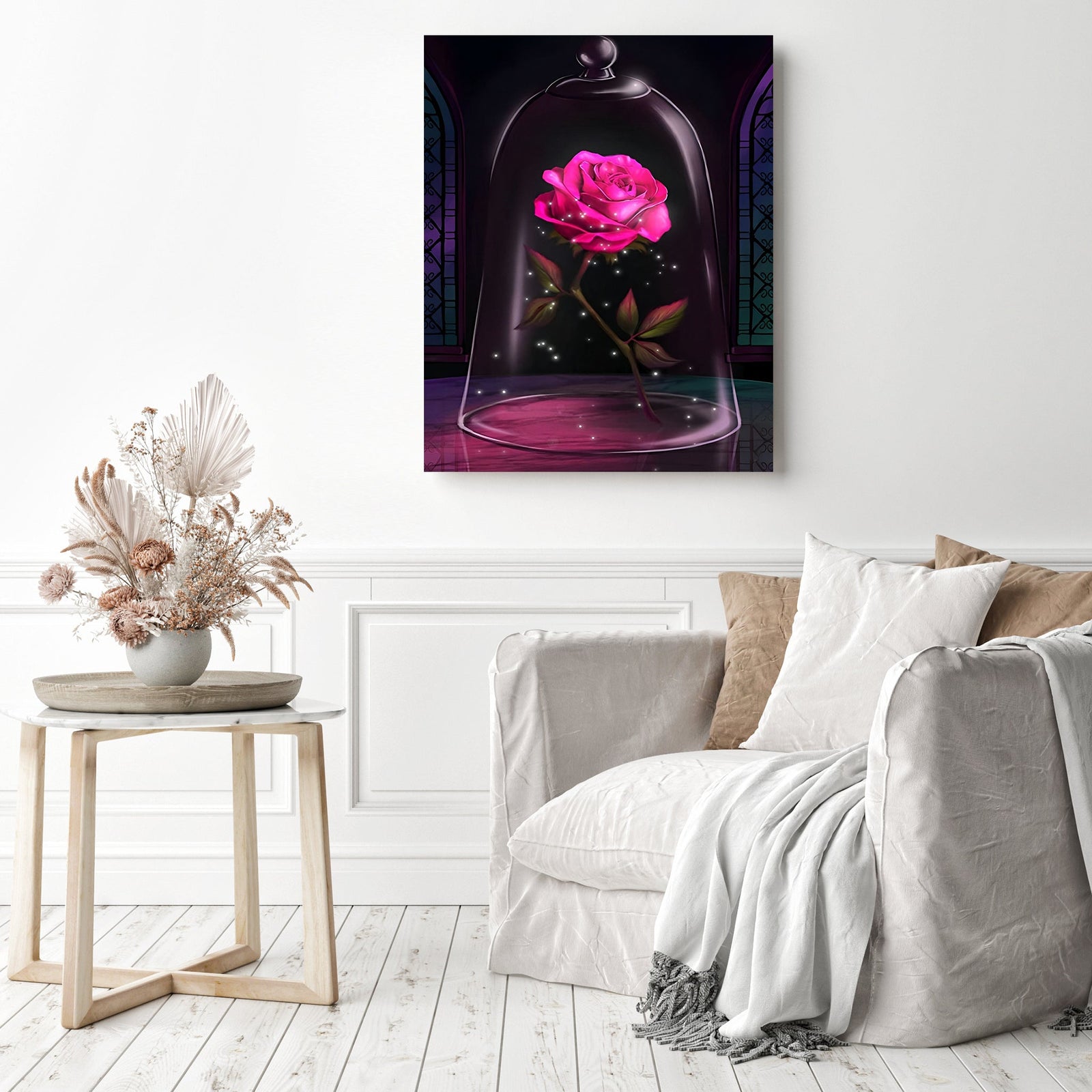 Glass Red Rose Flower | Diamond Painting Displayed as Home Decor