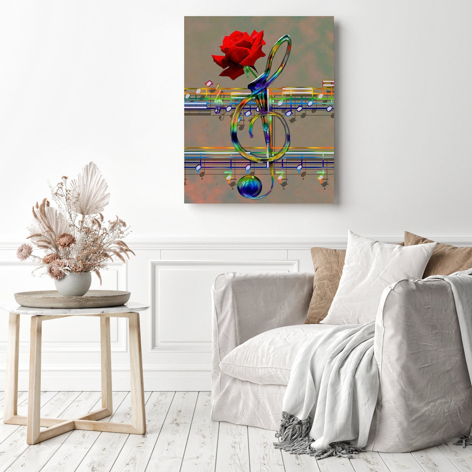 Music Rose Flower | Diamond Painting Displayed as Home Decor