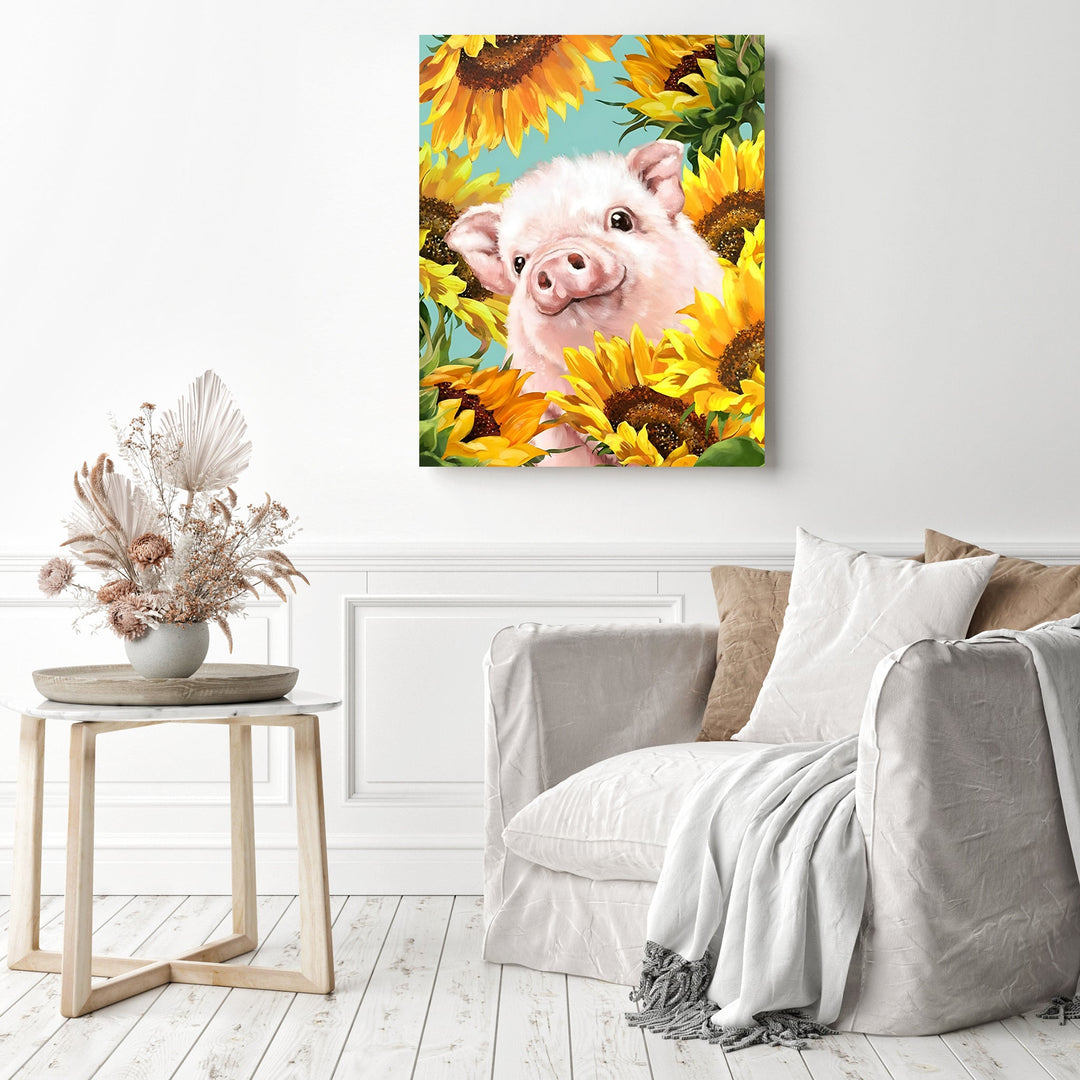 Pig In Sunflowers | Diamond Painting
