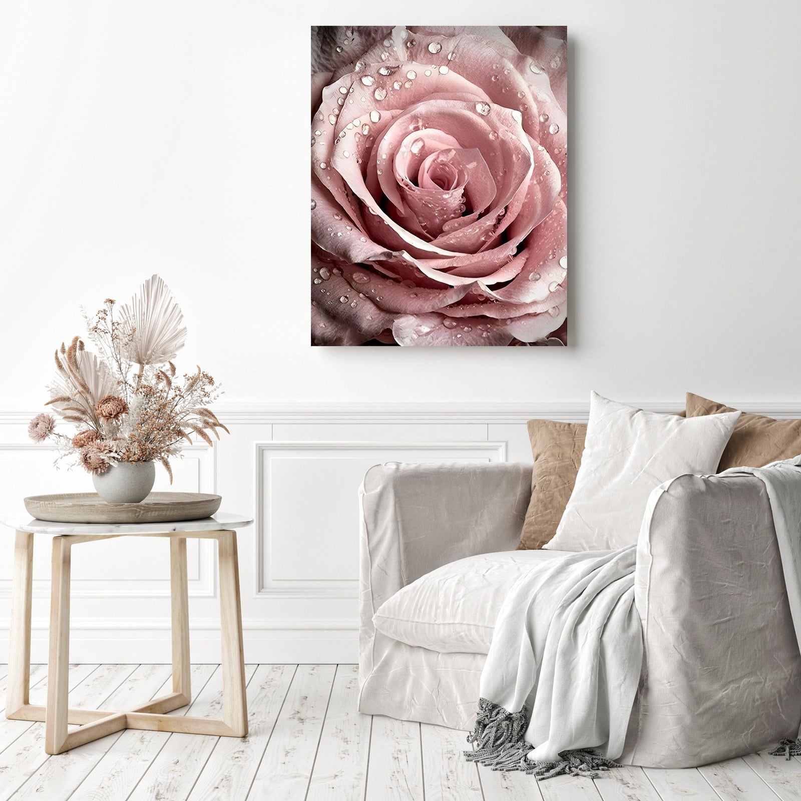 Pink Rose | Diamond Painting Displayed as Home Decor