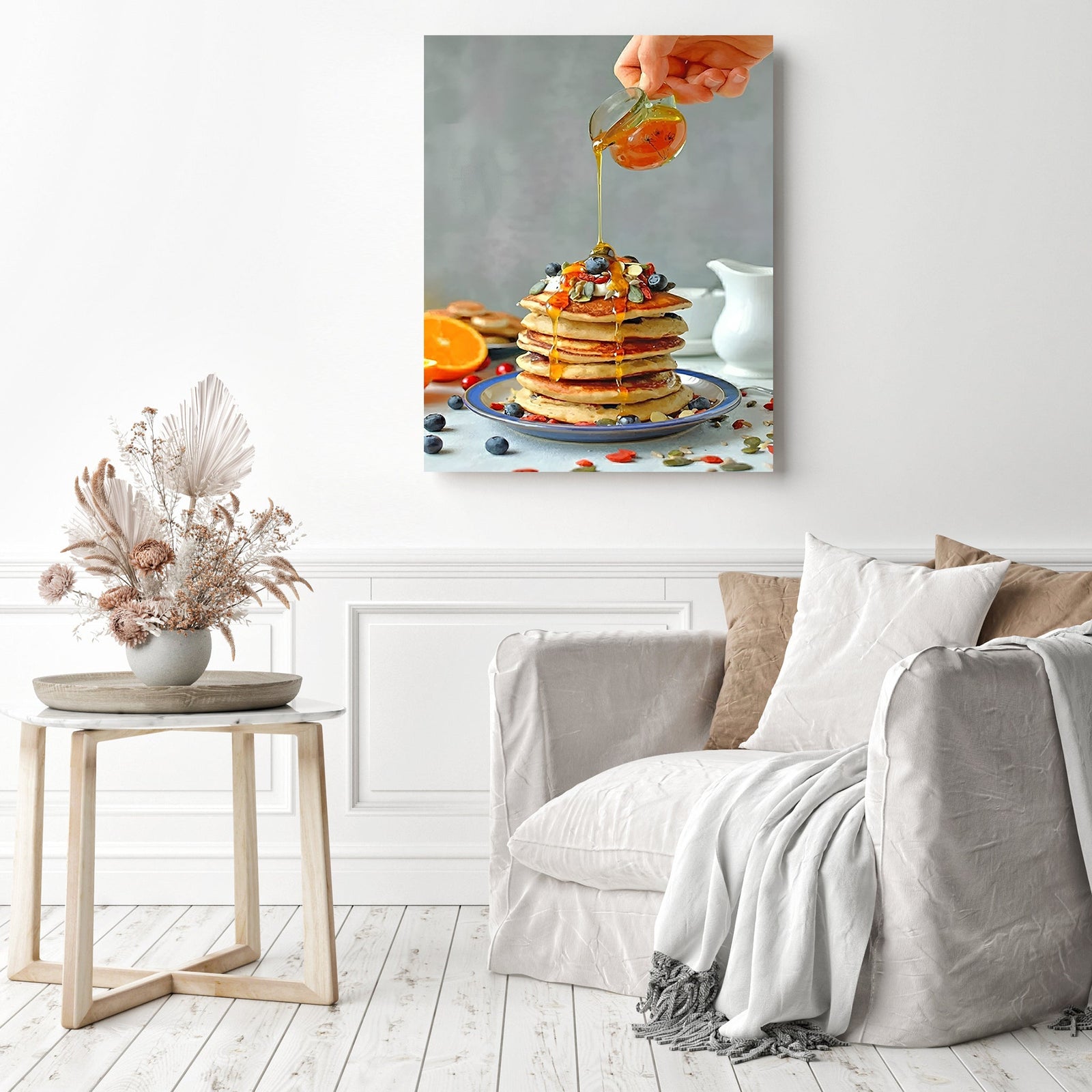 Sweet Pancake with Honey | Diamond Painting Displayed as Home Decor