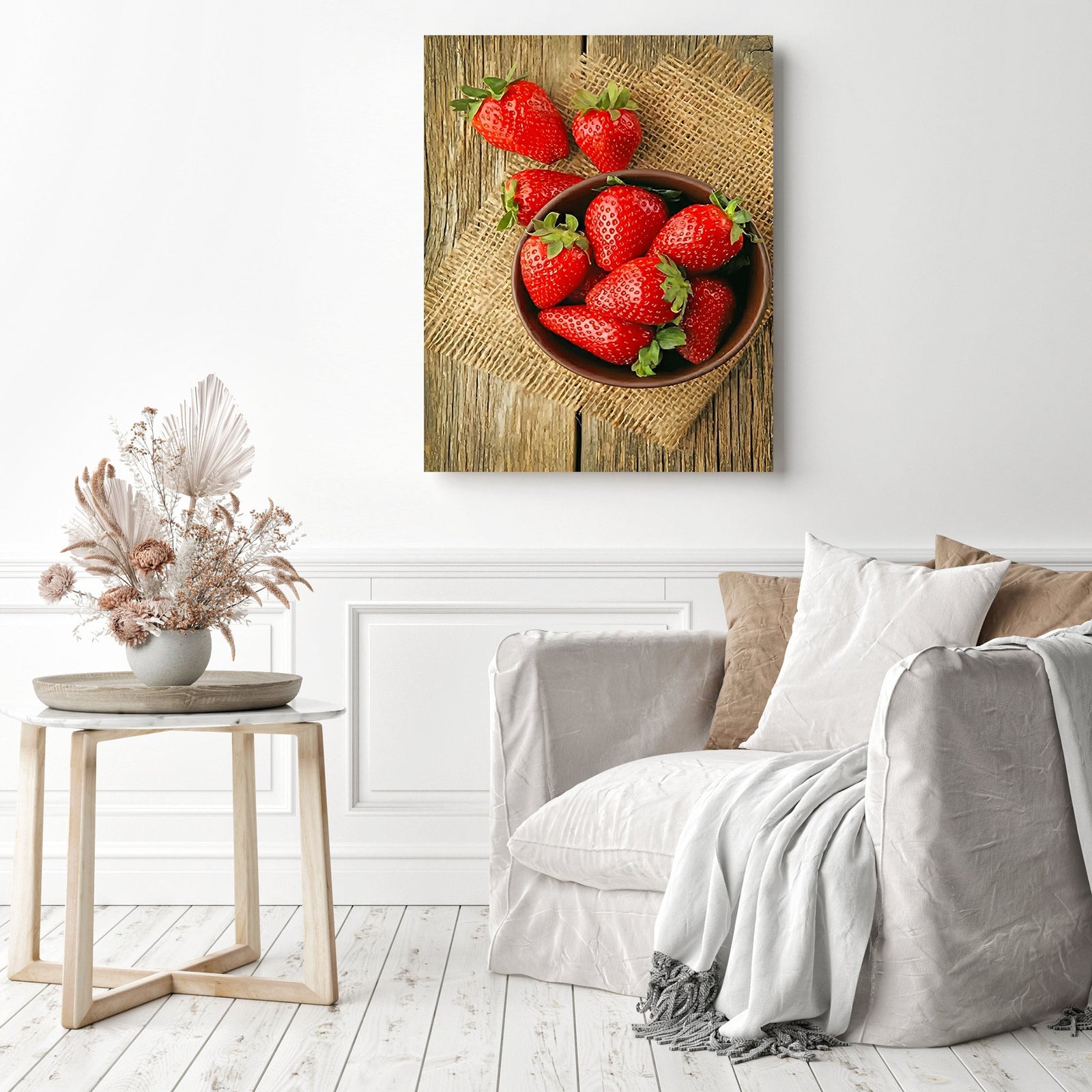 Strawberries Still Life | Diamond Painting Displayed as Home Decor