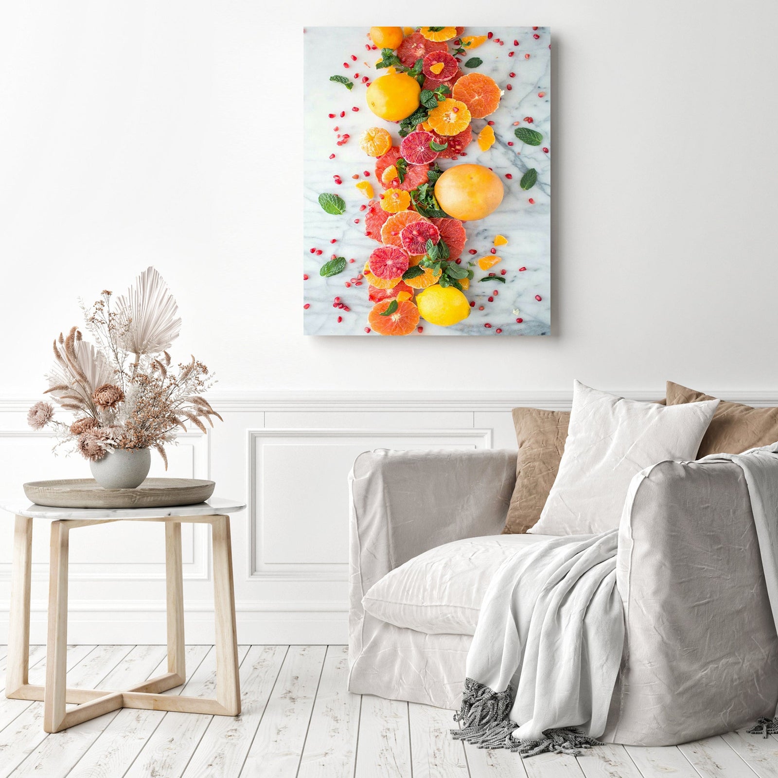 Citrus Pomegranate Salad | Diamond Painting Displayed as Home Decor