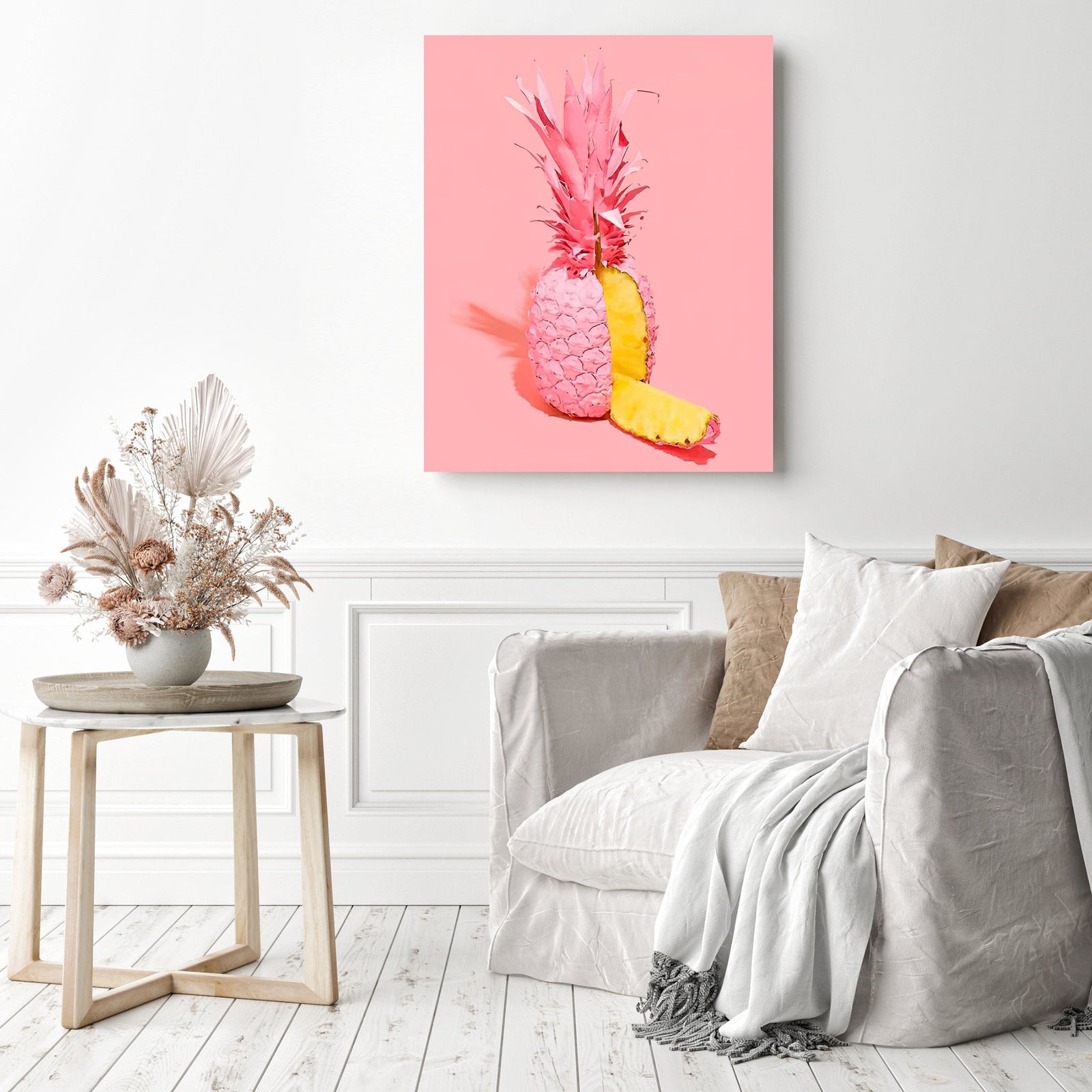 Pink Pineapple | Diamond Painting Displayed as Home Decor