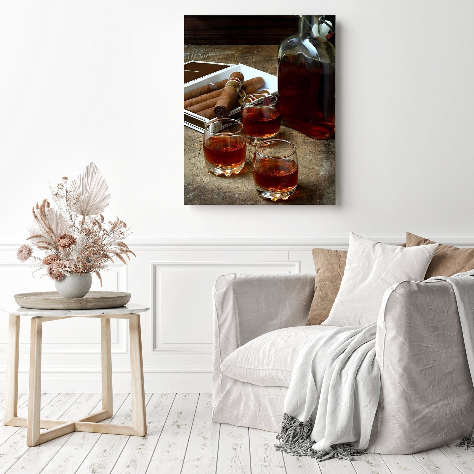 Cigars & Cognac | Diamond Painting Displayed as Home Decor