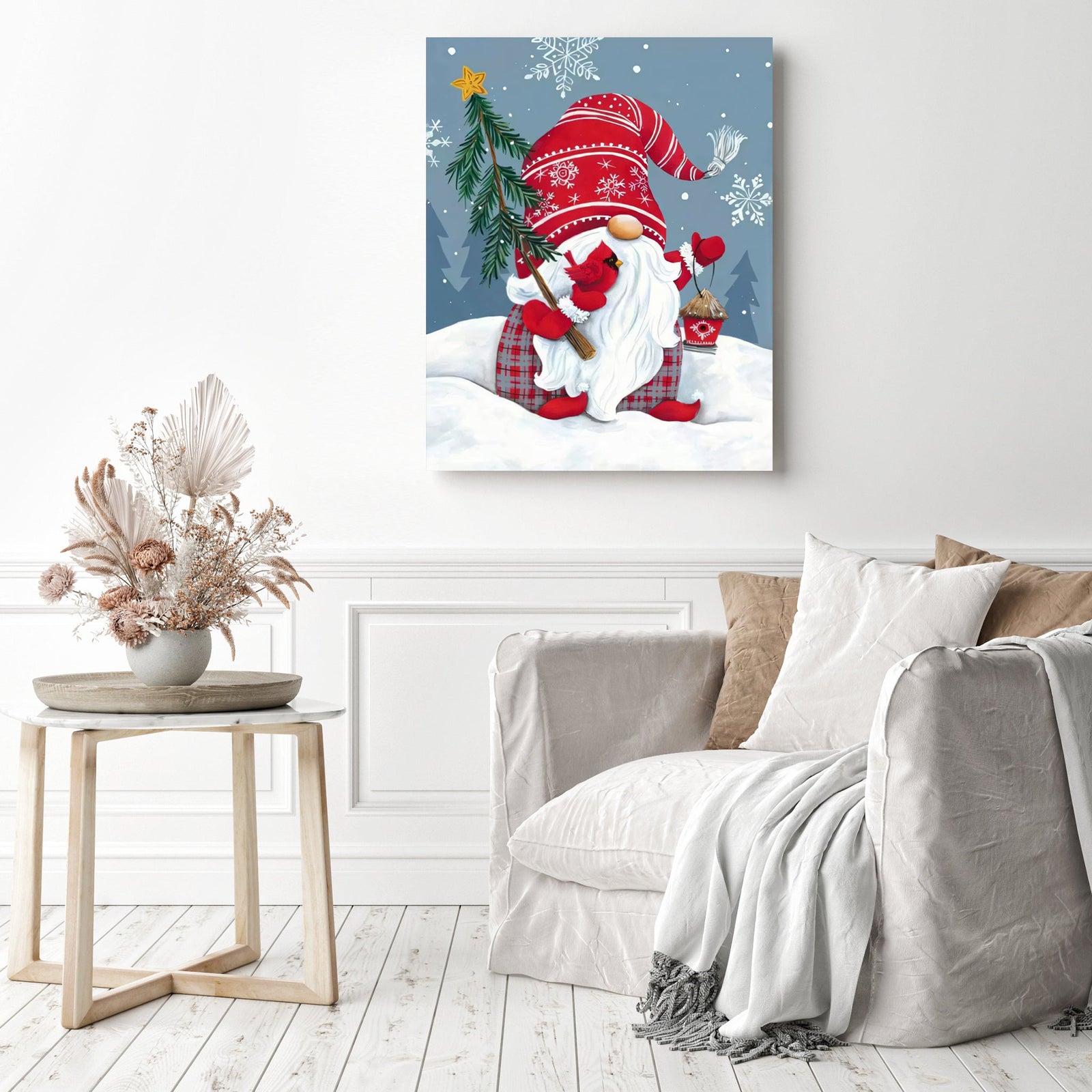 Christmas Snowman Gnomes | Diamond Painting Displayed as Home Decor