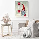 Christmas Snow Gnome | Diamond Painting Displayed as Home Decor