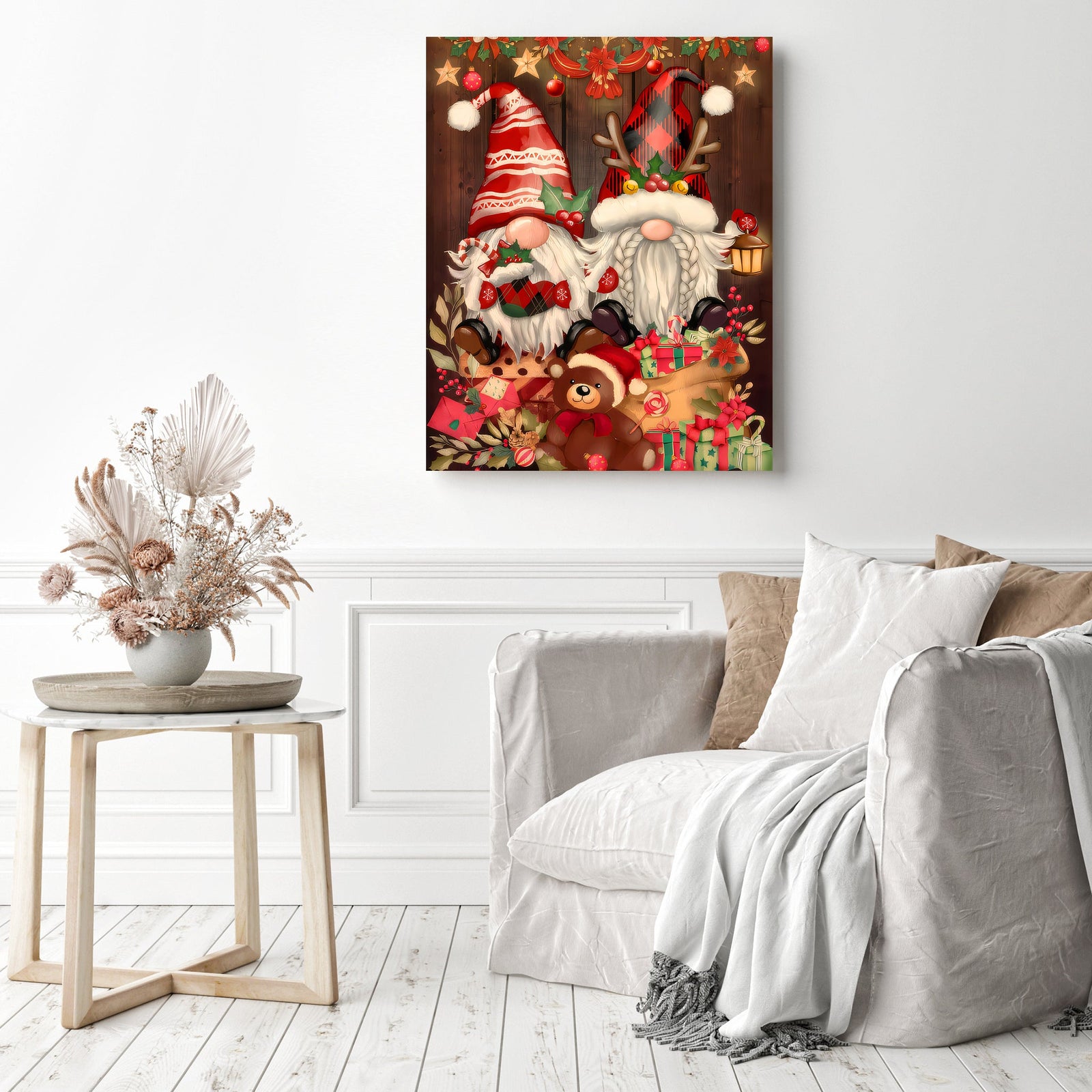 Christmas Gift Gnome | Diamond Painting Displayed as Home Decor