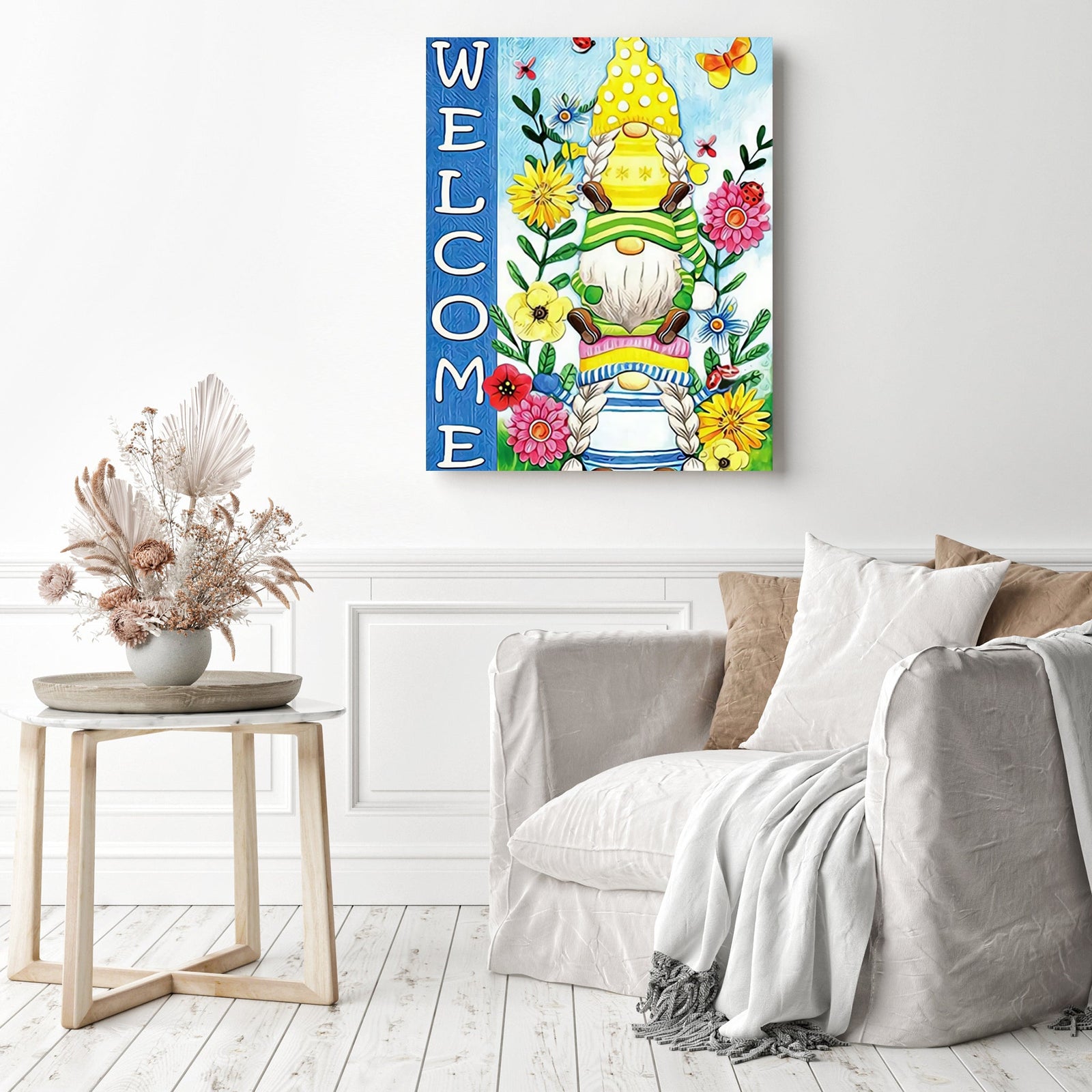 Flower gnomes | Diamond Painting Displayed as Home Decor