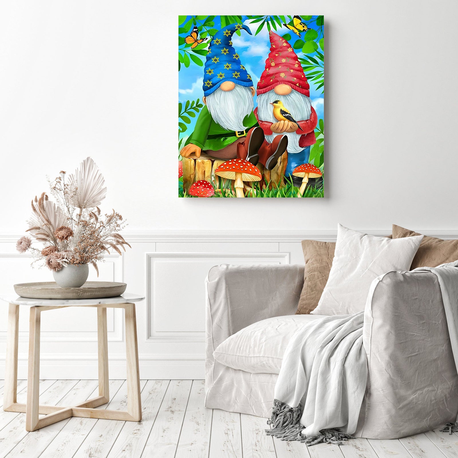 Gnome Spring | Diamond Painting Displayed as Home Decor