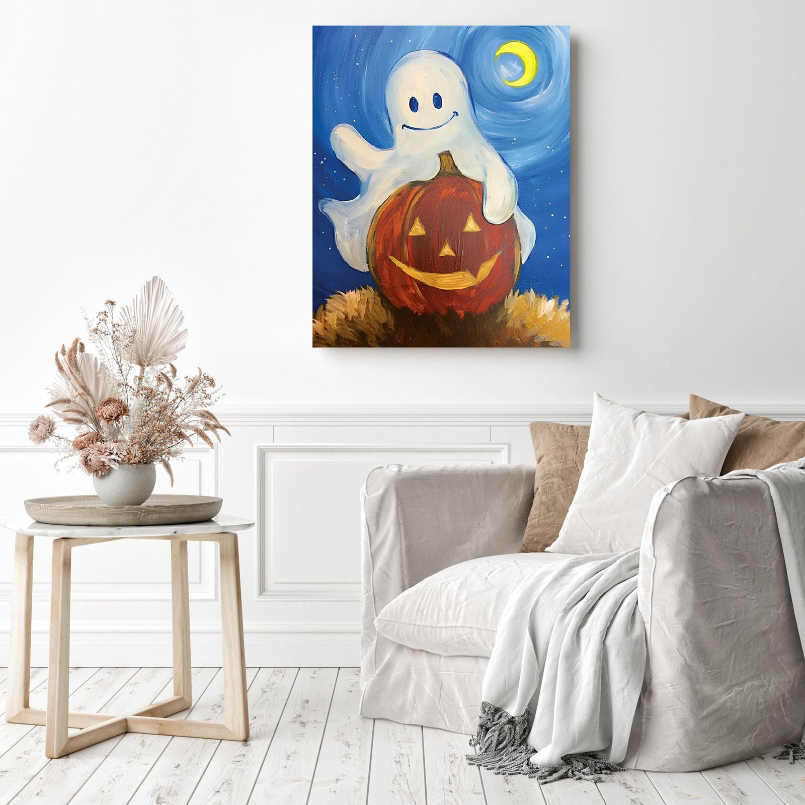 Cute Ghost | Diamond Painting Displayed as Home Decor