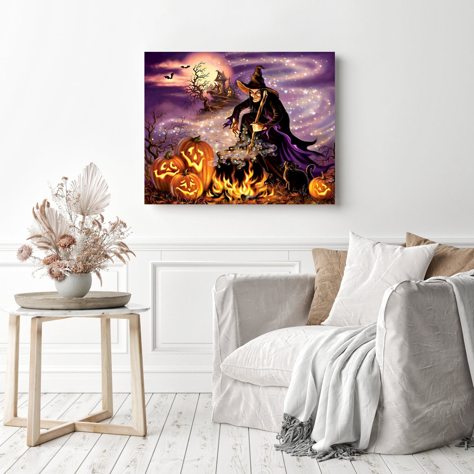 Halloween Witches Brew | Diamond Painting Displayed as Home Decor