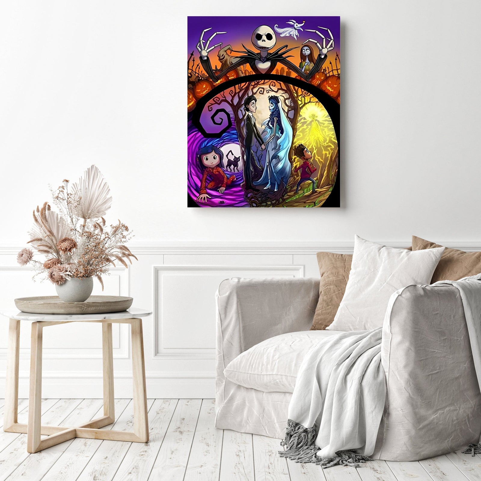 The Nightmare Before Christmas | Diamond Painting Displayed as Home Decor