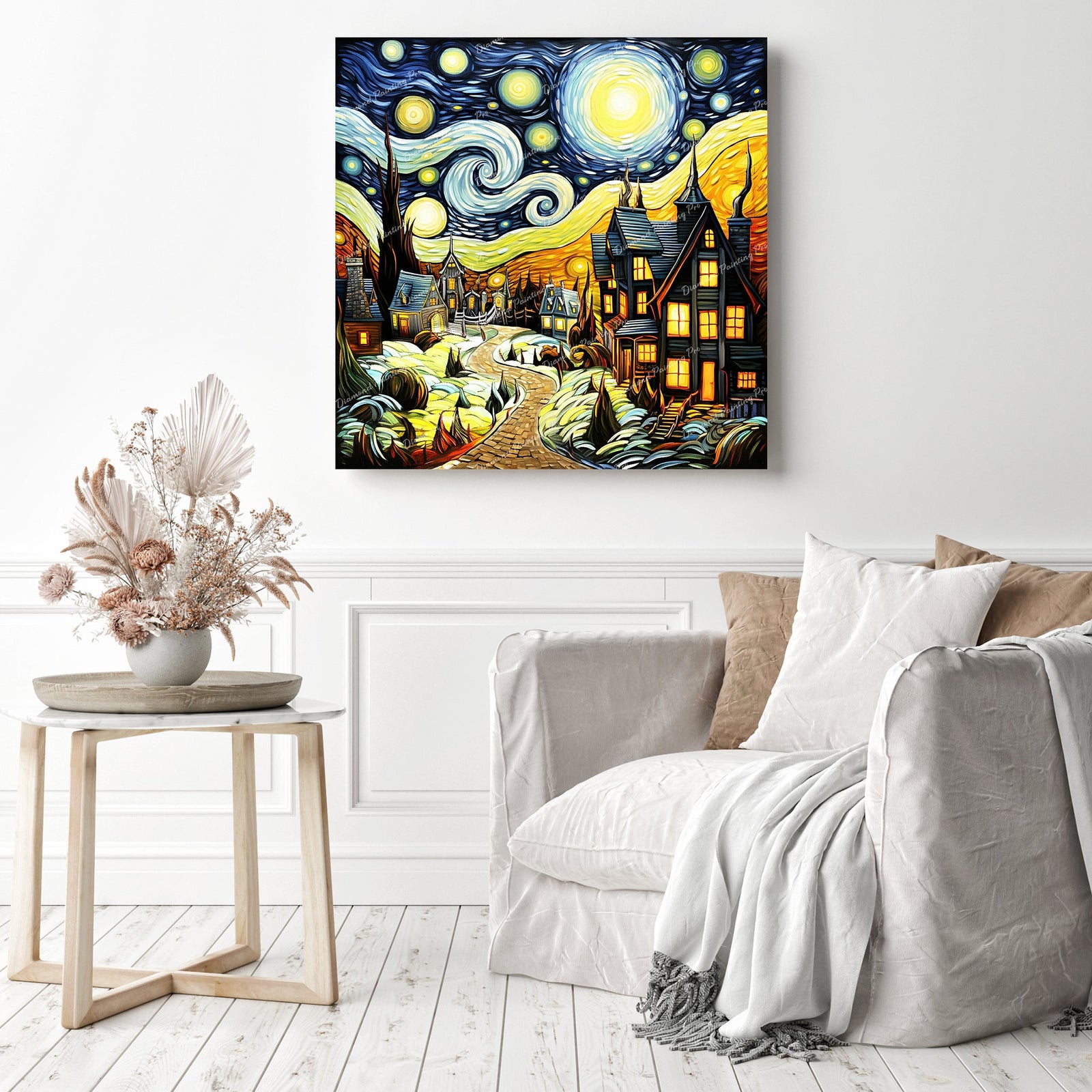 Starry Halloween Night | Diamond Painting Displayed as Home Decor