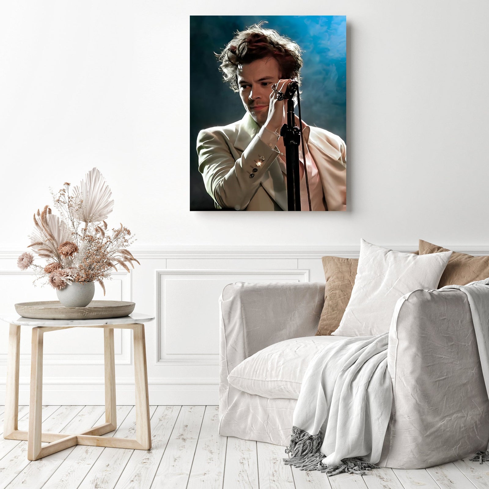 Harry Styles in Concert | Diamond Painting Displayed as Home Decor