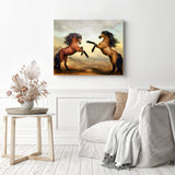Battle Horses | Diamond Painting Displayed as Home Decor